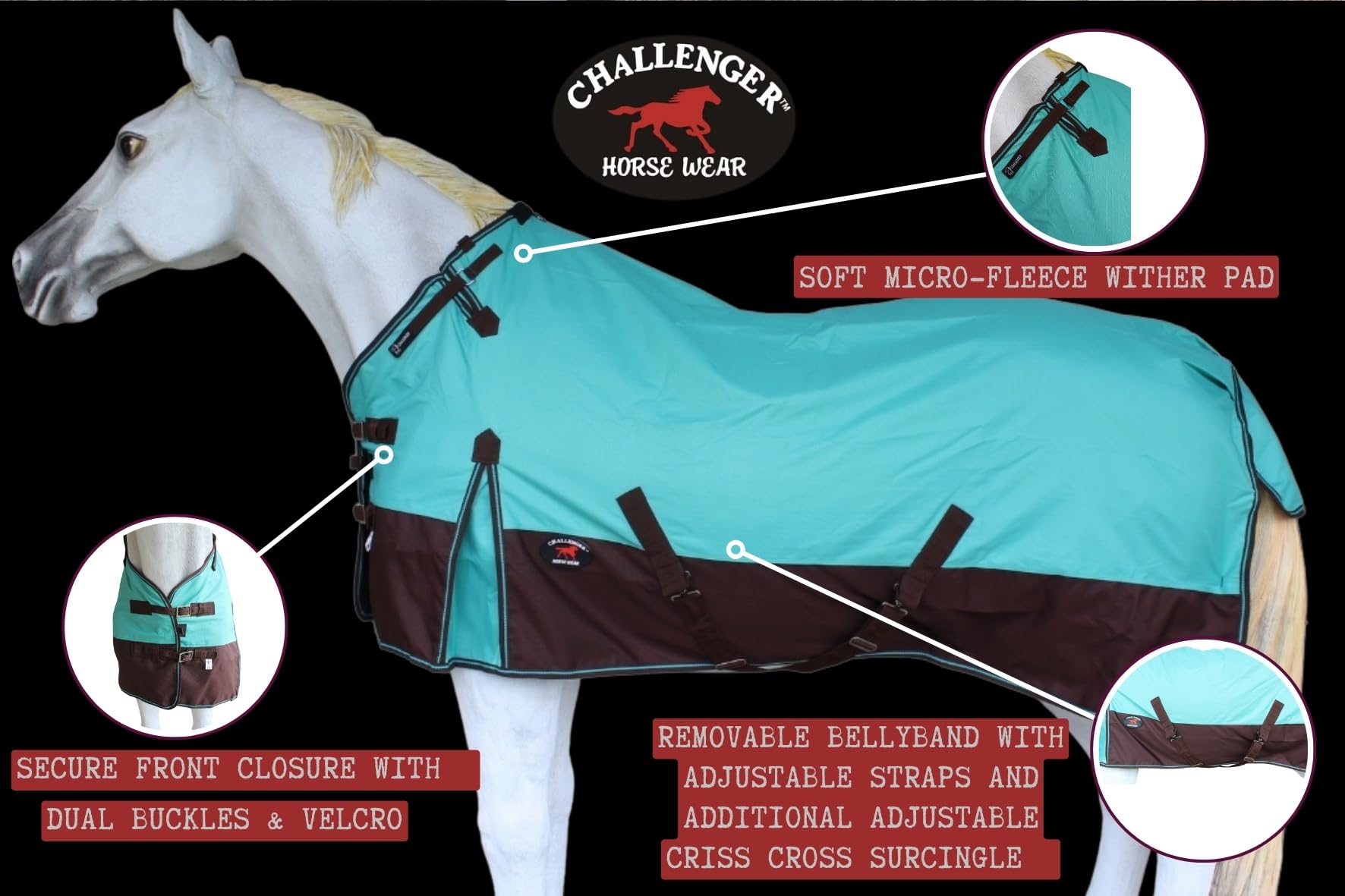 CHALLENGER 1200D cobertor con costuras reforzadas para durabilidad.