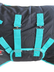 CHALLENGER manta correas ventrales-teal: fijación estable sin restringir movimiento