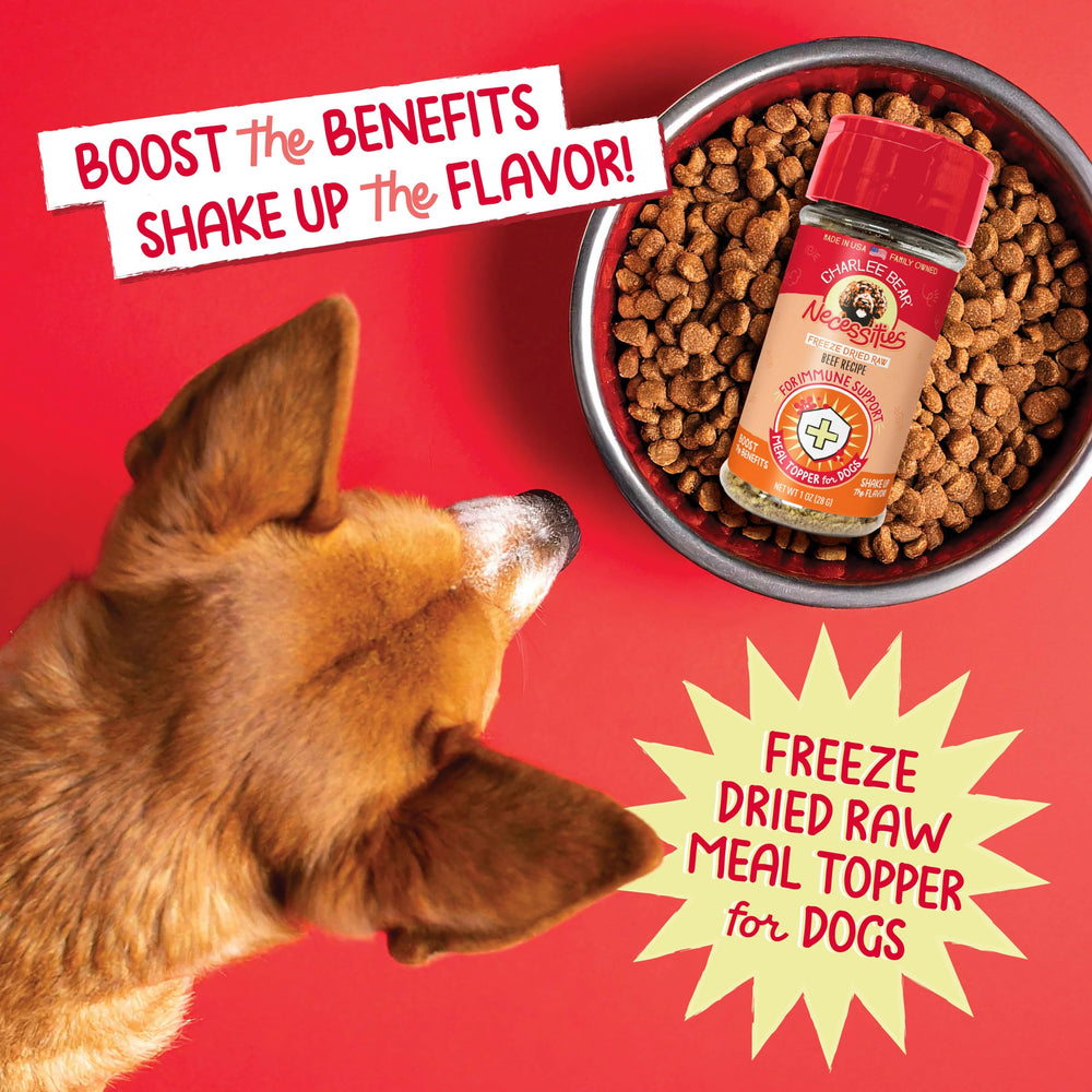 Charlee Bear Necessities aderezo sin granos liofilizado para dietas sensibles.