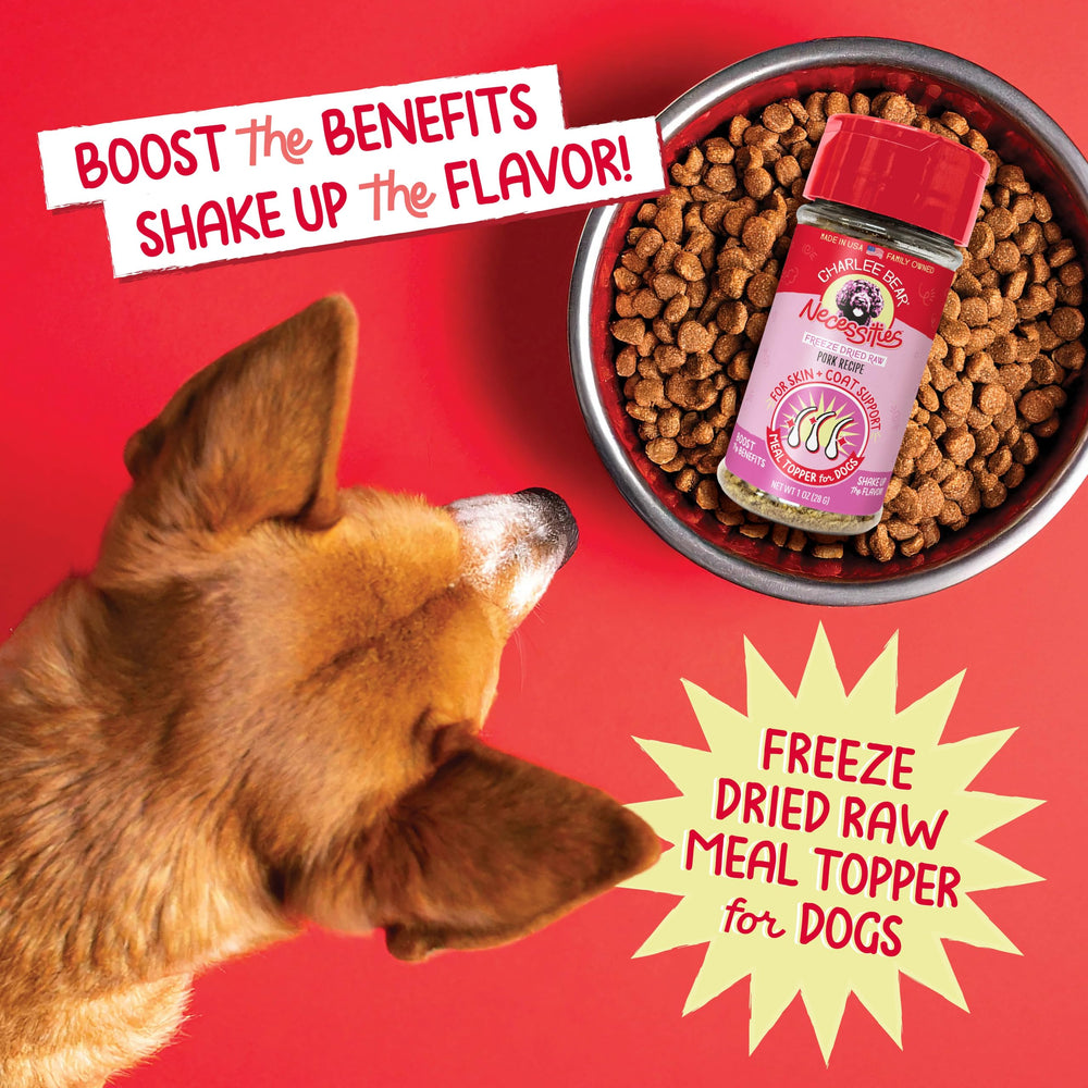 Charlee Bear Necessities complemento cerdo-crudo, fácil de dosificar para la comida diaria.