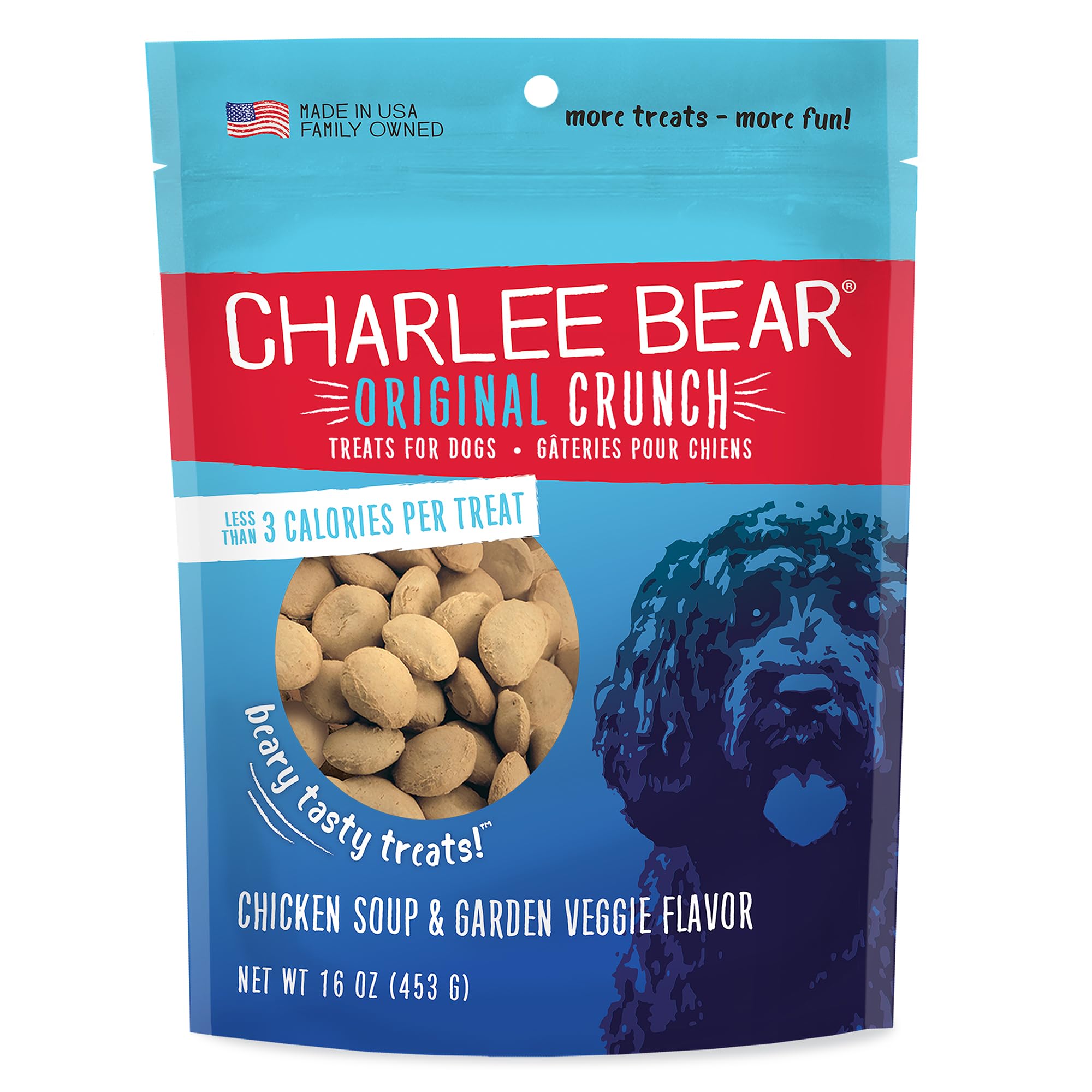 Charlee Bear Premios pollo hígado y vegetales, ideal para entrenamiento diario.
