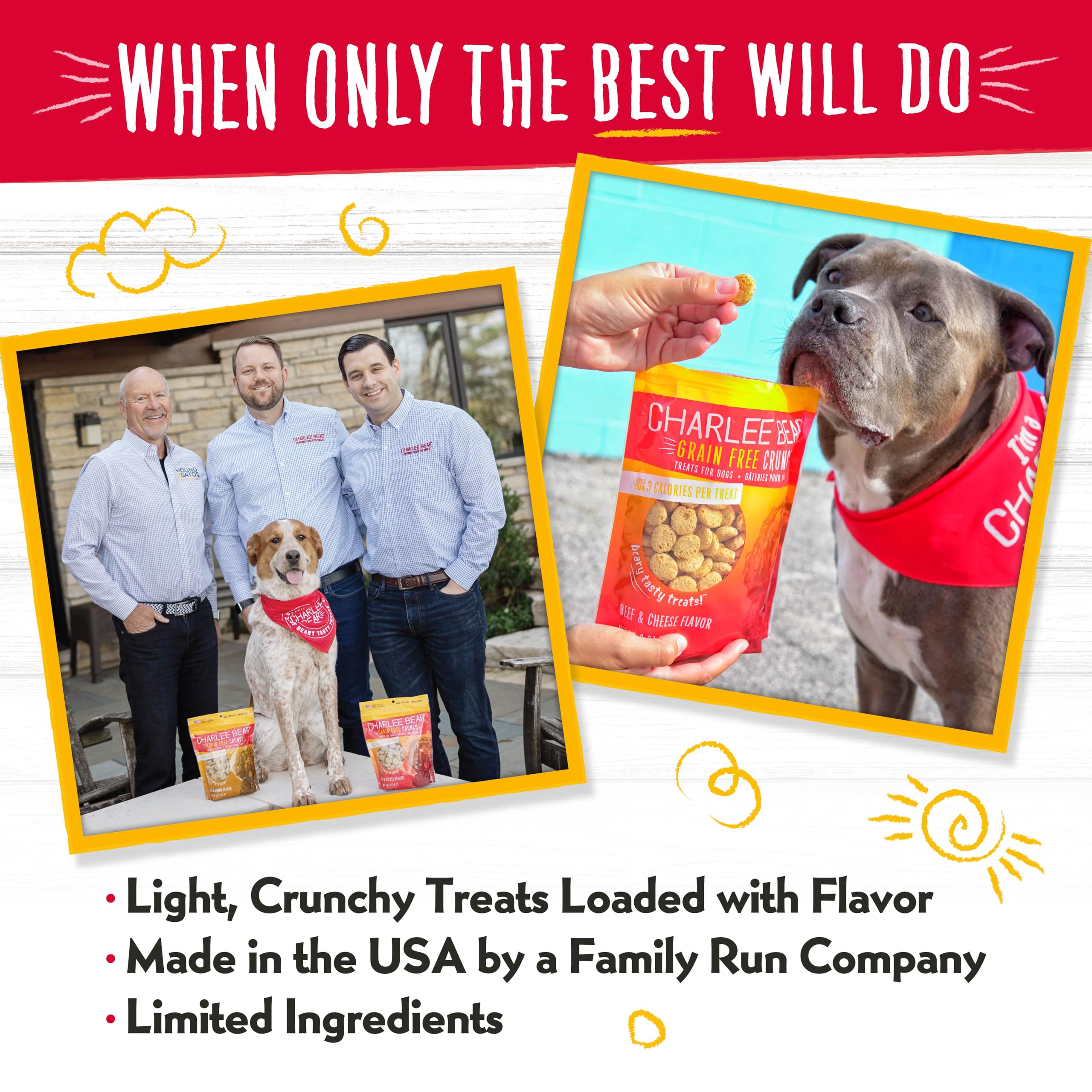 Charlee Bear libre de granos, opción sabrosa para perros sensibles.