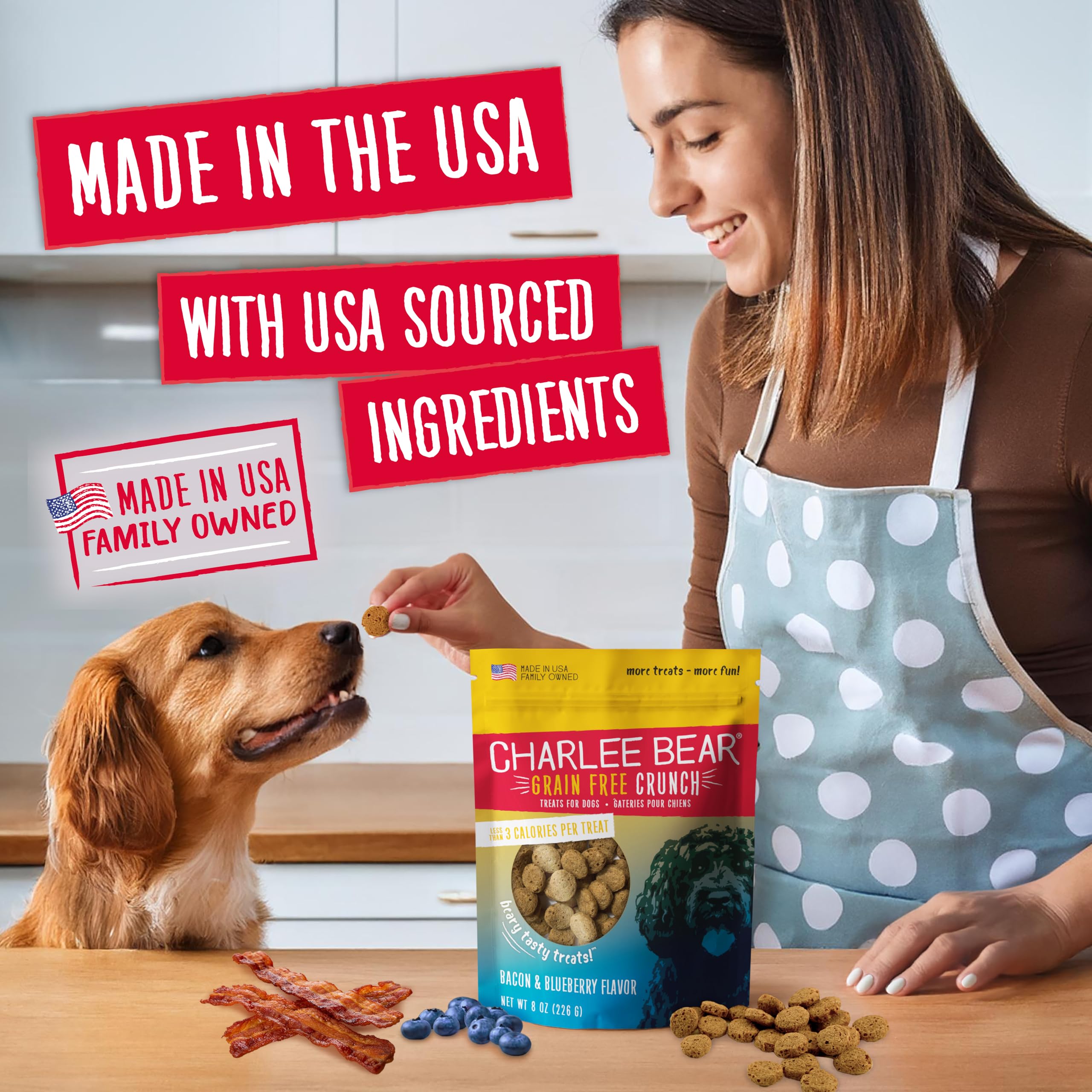 Charlee Bear variedad de sabores para mantener el entrenamiento estimulante.