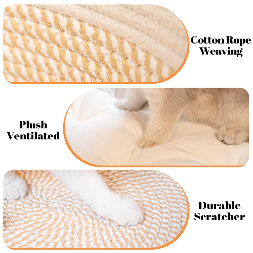 CHEERHOME PETS: cesto tejido de algodón que respira, ideal para gatos.