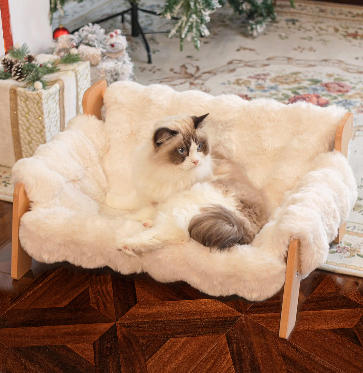 CHEERHOME PETS, sofá-gato-elevado-blanco-roto: descanso cómodo y aireación para gatos.