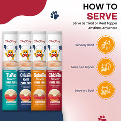 Aderezos para comida de gatos Chef Kitty, realzan sabor sin ensuciar.
