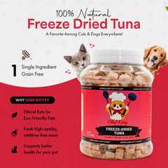 Chef Kitty atún para perros liofilizado, snack alto en proteína para perros.