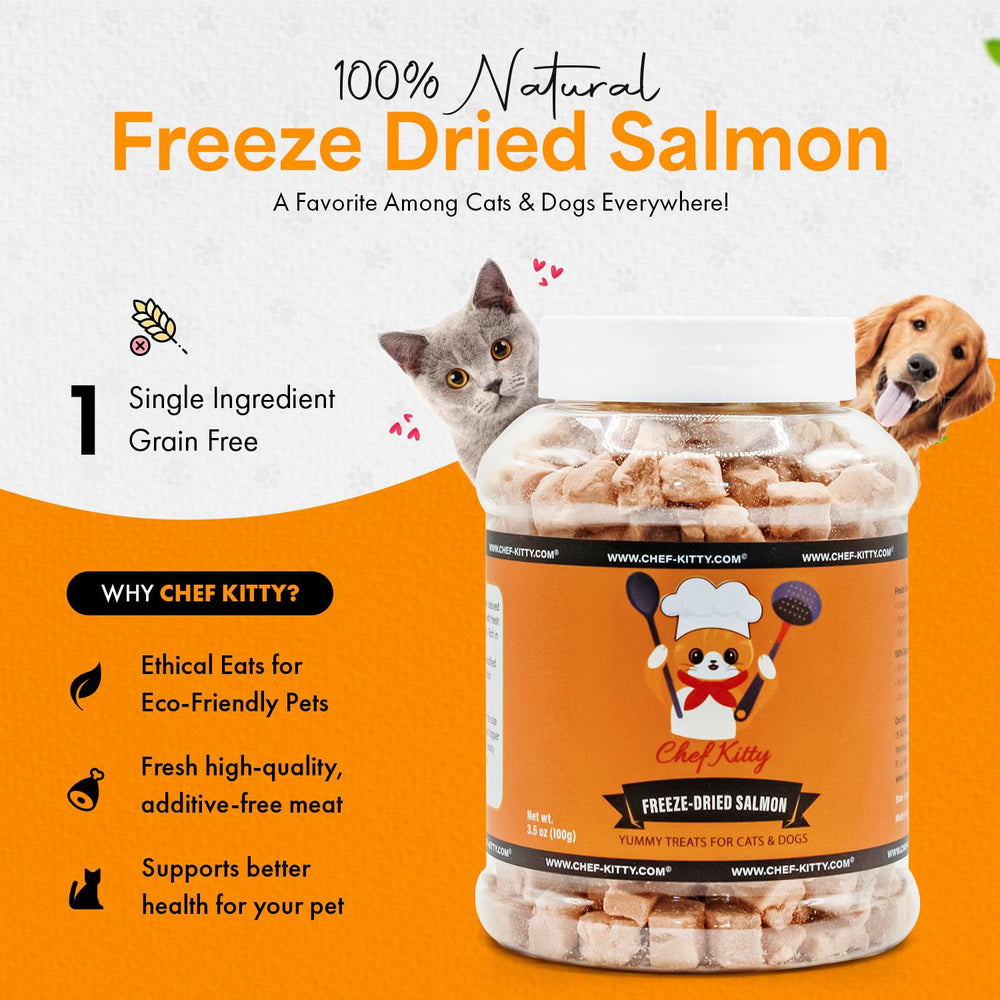 Chef Kitty salmón liofilizado para perros: snack natural sin granos.