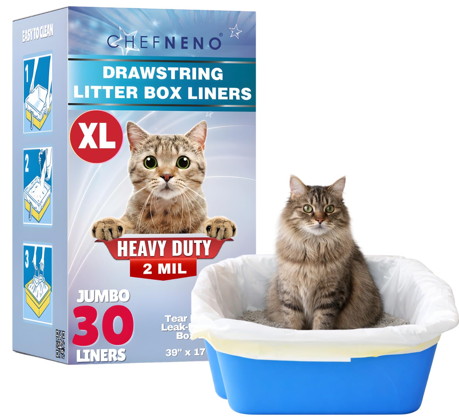 CHEFNENO forros para caja de arena de gatos, desecho fácil