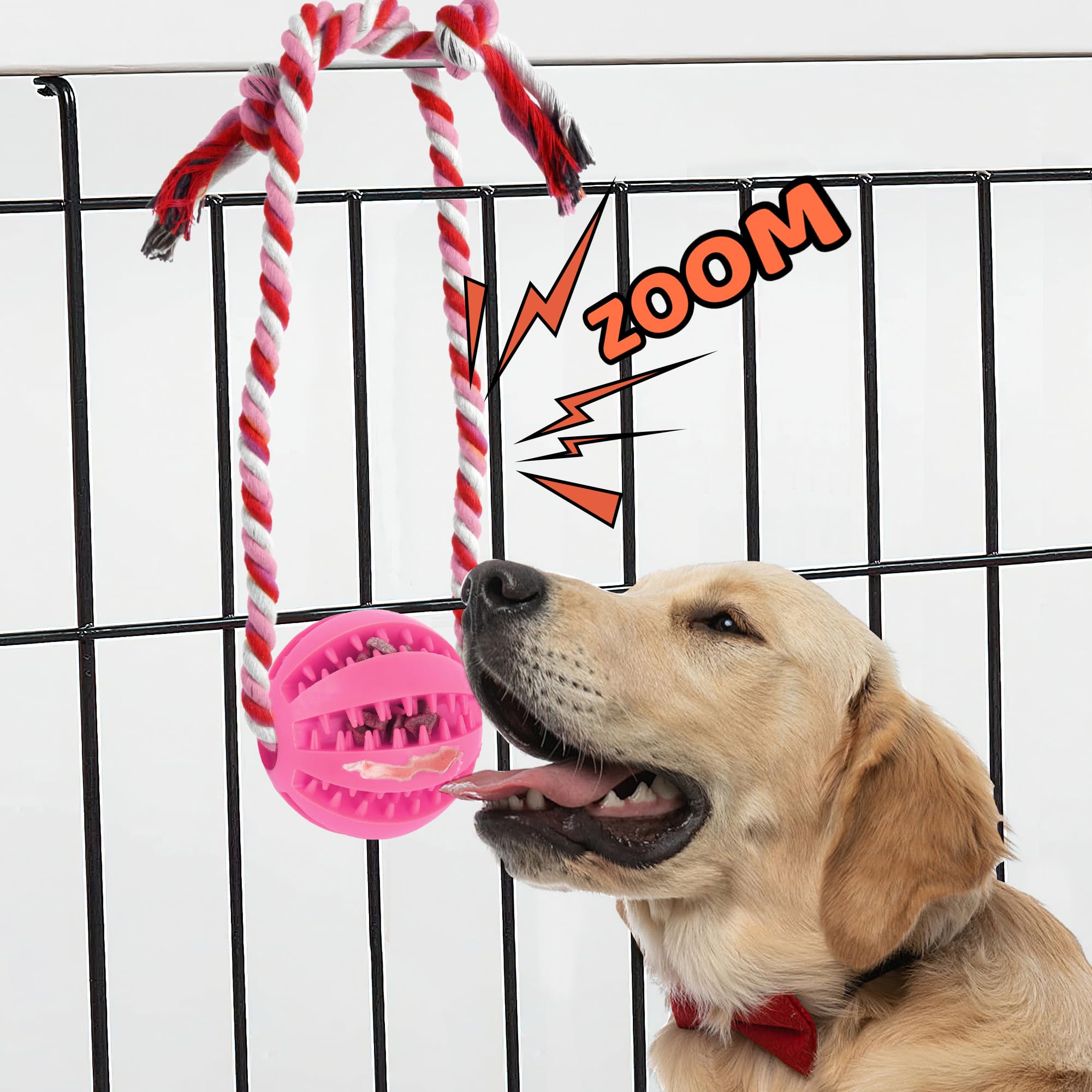 Bola con crema de maní ChengFu para perros, rosa, incentiva juego suave