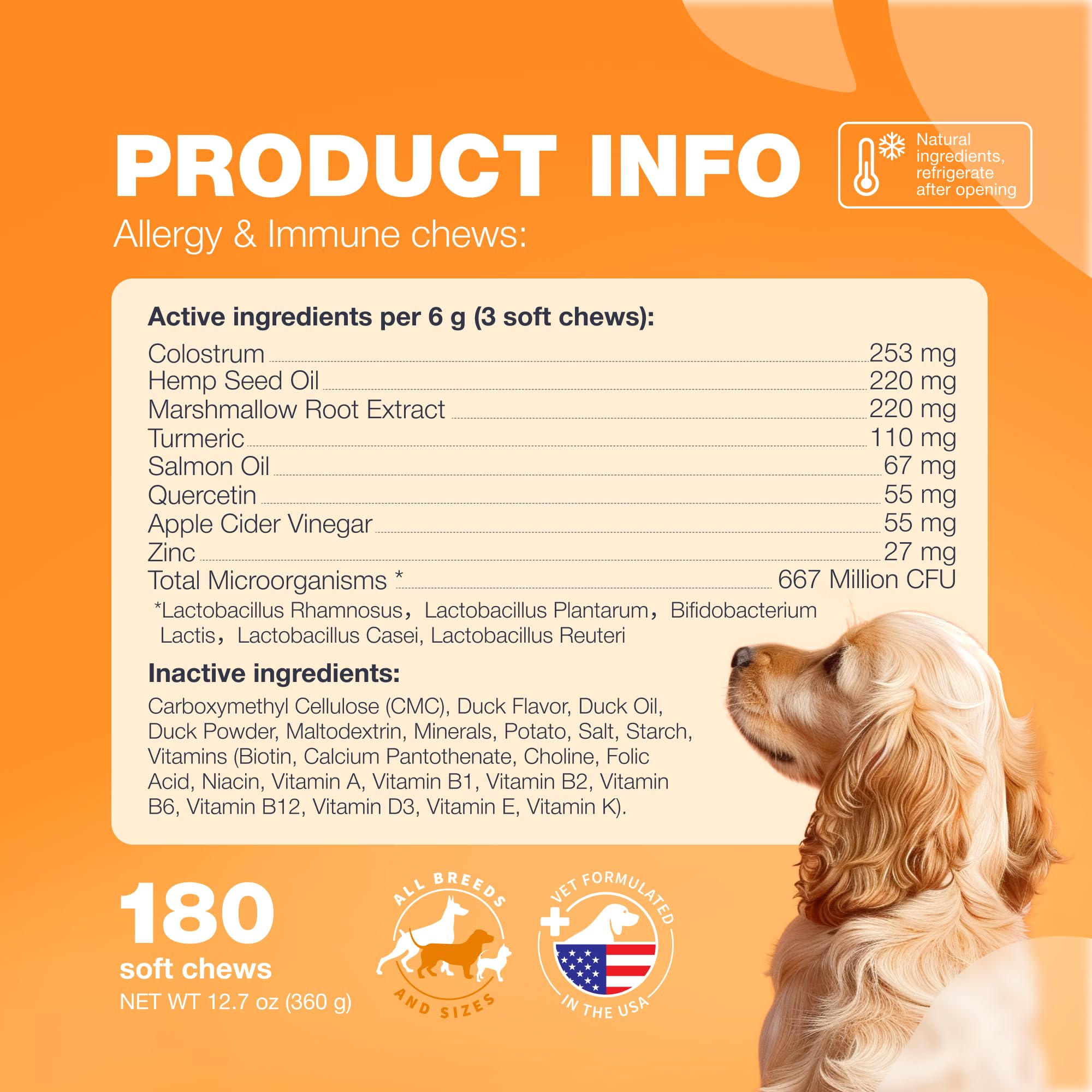 CHEWIA ingredientes-premium-colostro: apoyo al sistema cutáneo e inmunitario.