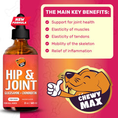 Chewy Max Glucosamina para perros, contiene glucosamina y condroitina para apoyo articular.