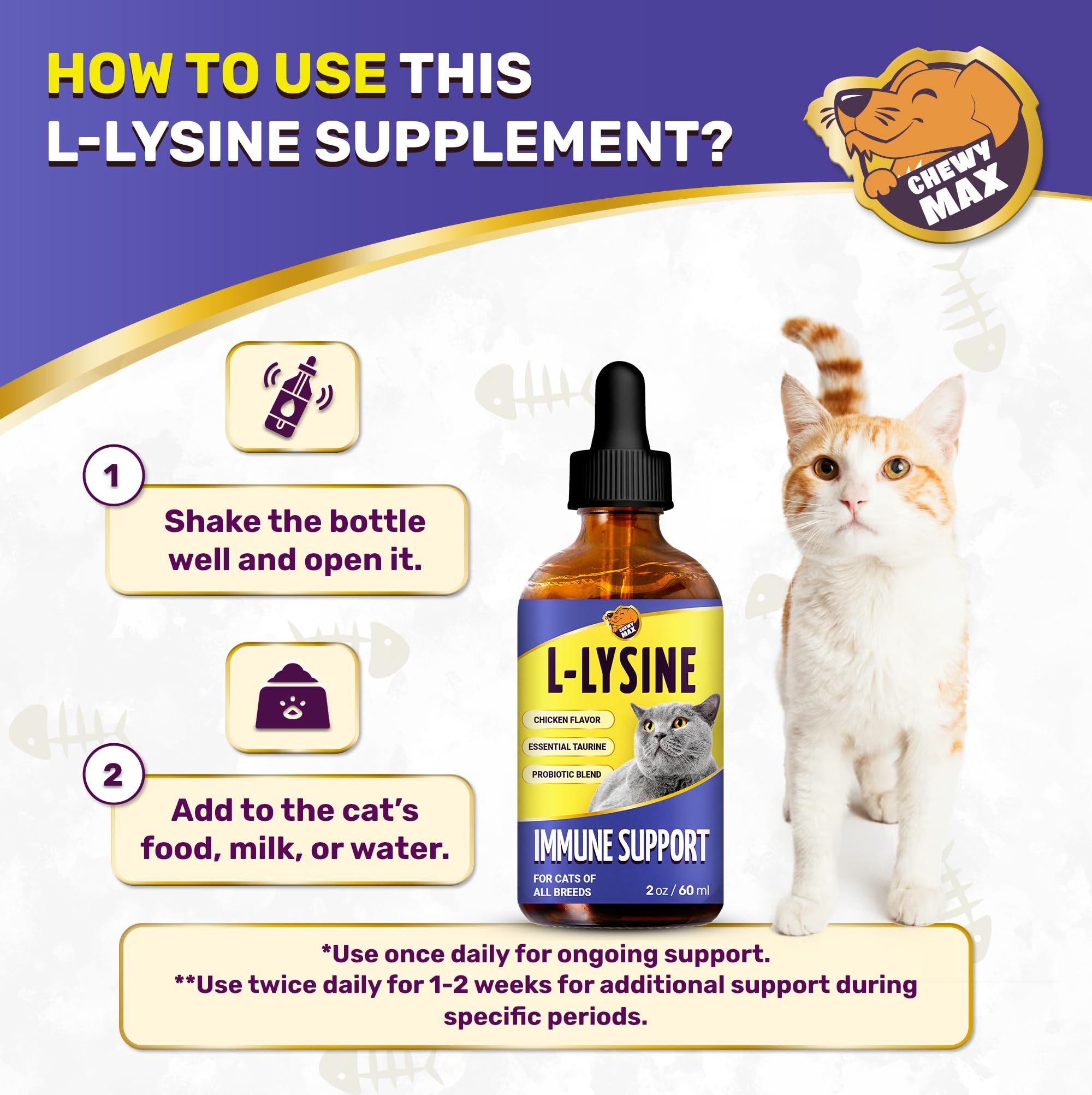 Uso diario de L-Lisina para bienestar respiratorio en gatos.