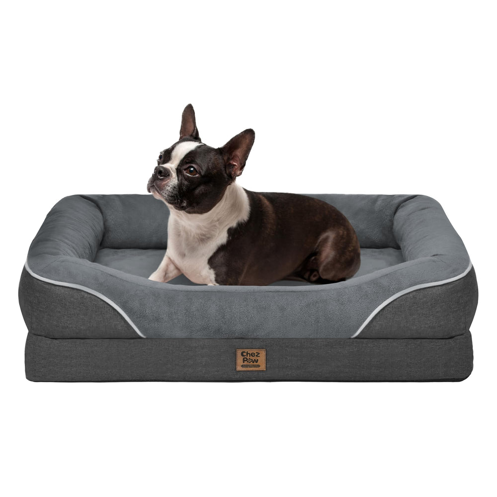 Cama ortopédica Chez Paw XL con soporte 360° para descanso cómodo en casa.