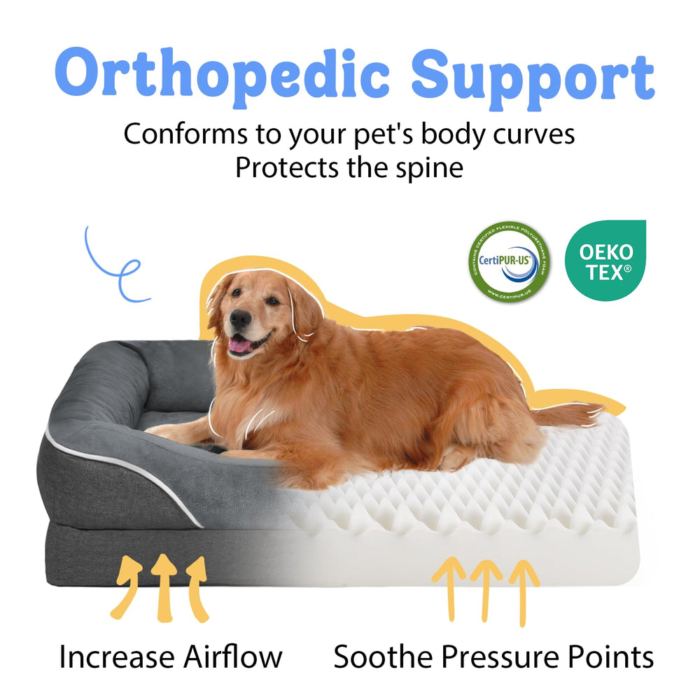Colchón ortopédico de alta densidad para perros grandes y movilidad estable.