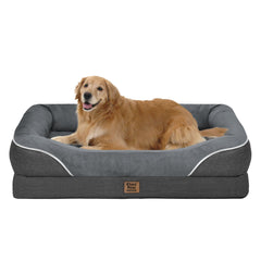 Cama Chez Paw con espuma ortopédica removible ofrece soporte cómodo para perros grandes.