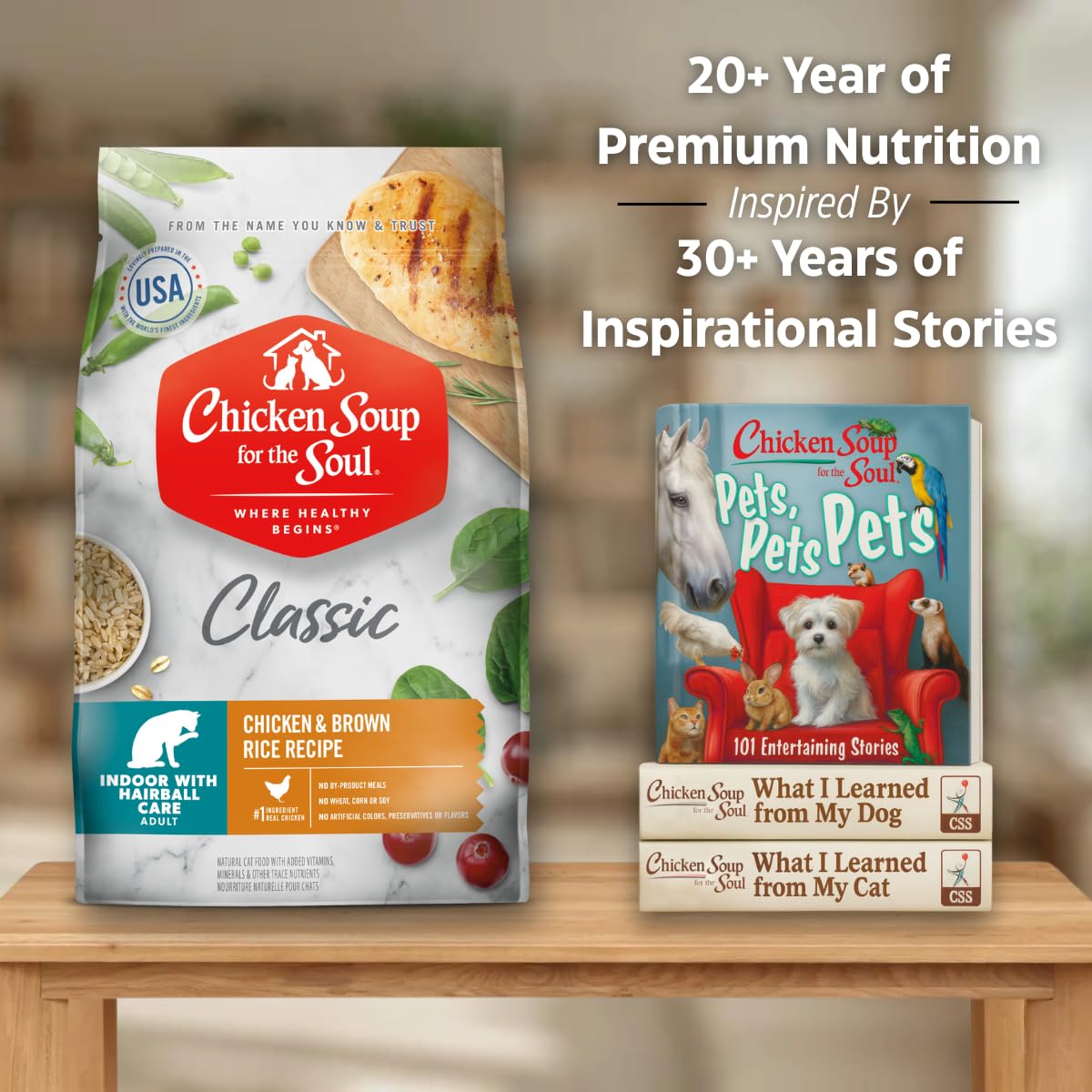 Chicken Soup for the Soul para gatos de interior: sin subproductos ni conservantes artificiales.