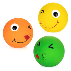 CHIWAVA bola de juguete latex 2,7 pulgadas cara sonriente para juego interactivo.
