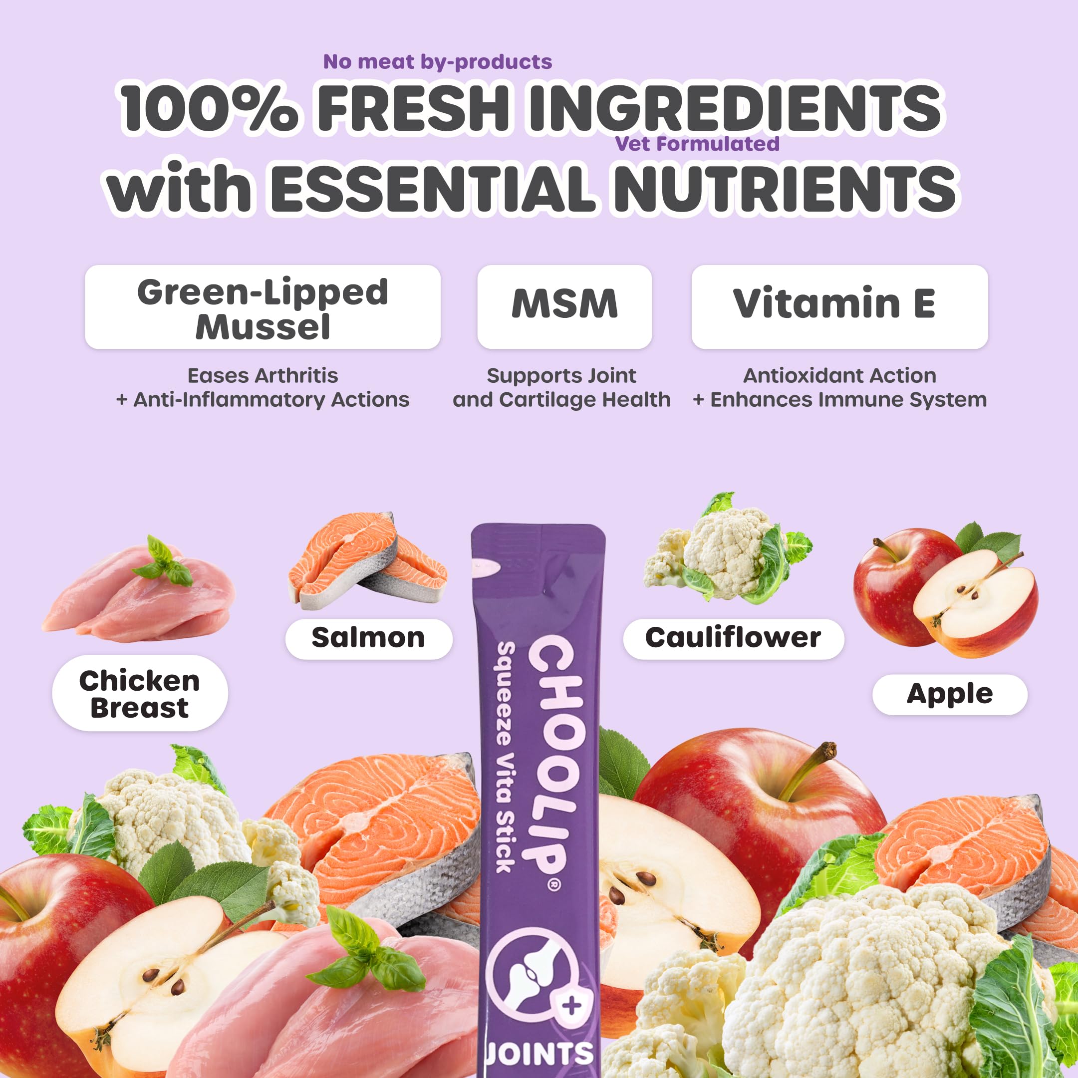 Choolip Squeeze Vita Stick con mejillon verde: complemento sabroso con ingredientes naturales.
