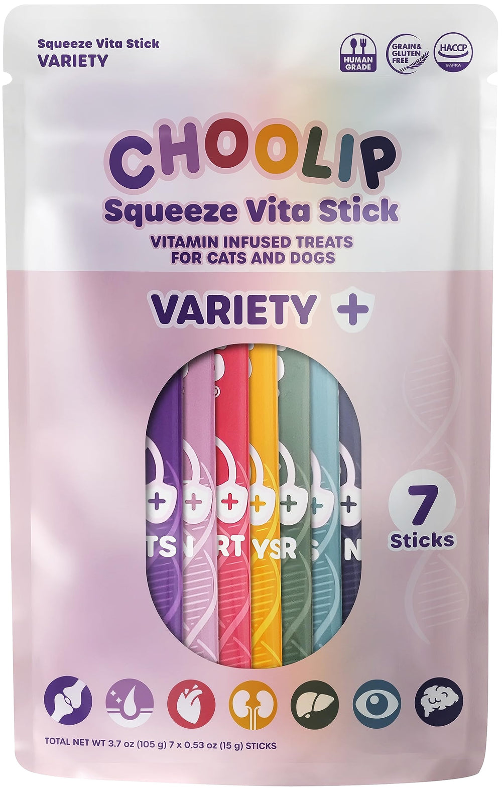 Choolip Squeeze Vita Stick frente del pack, snack nutritivo para entrenamiento.