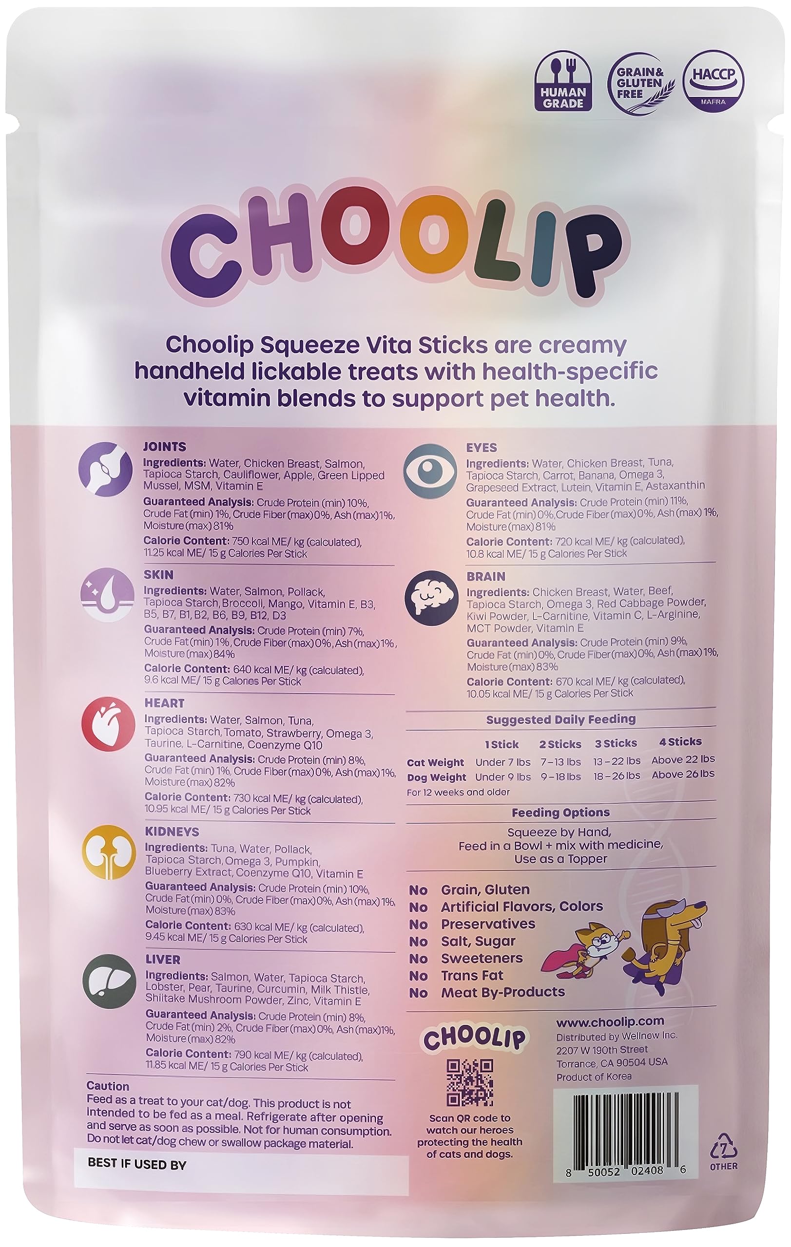Choolip Squeeze Vita Stick uso diario, fácil de incorporar en la rutina de mascotas.