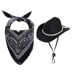 Gorra cowboy de choyaxo para perro negro, ideal para paseos con estilo.
