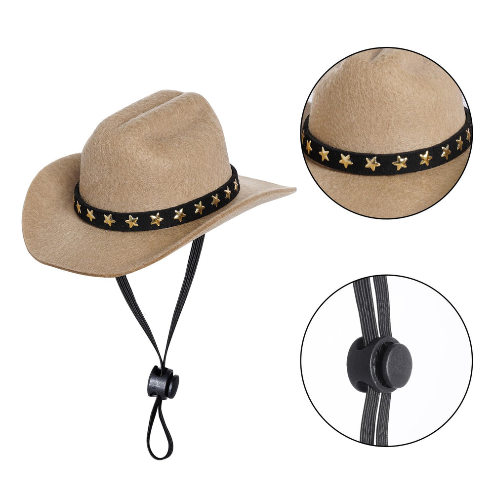 Choyaxo sombrero vaquero khaki, detalle de estrella, perfecto para disfraces y ocasiones especiales.