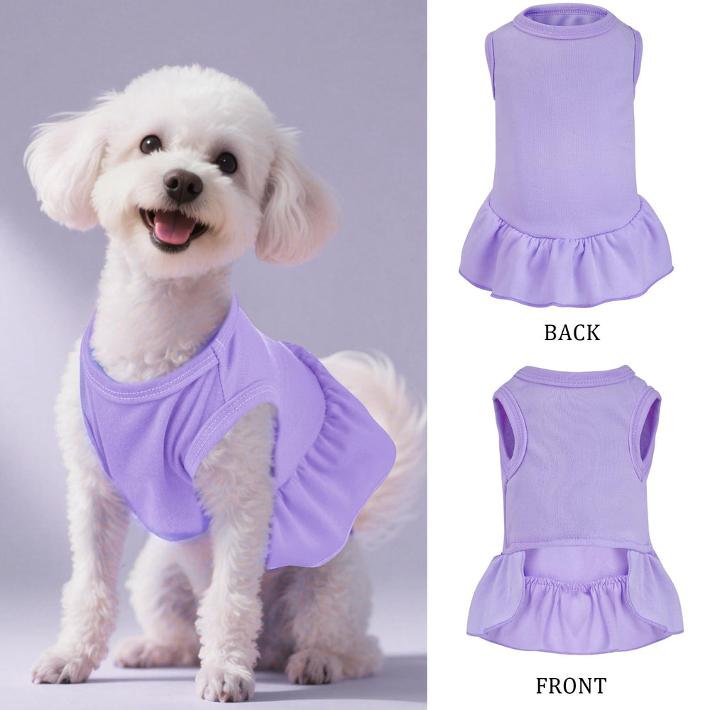 Choyaxo: vestido para perro de dos piezas en lavanda, diseño colorido para fotos divertidas.
