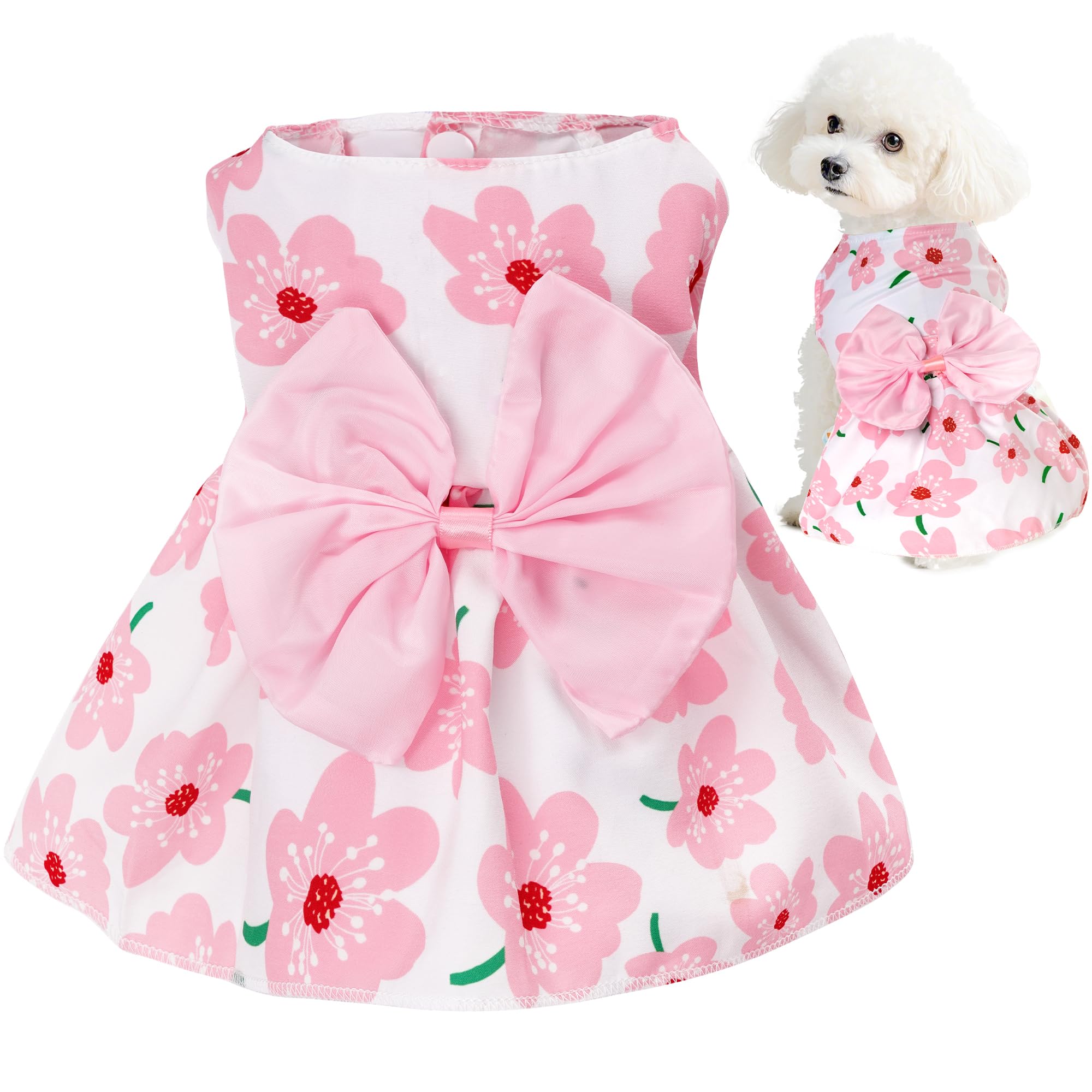 Vestido floral de choyaxo para perro, perfecto para paseos veraniegos.