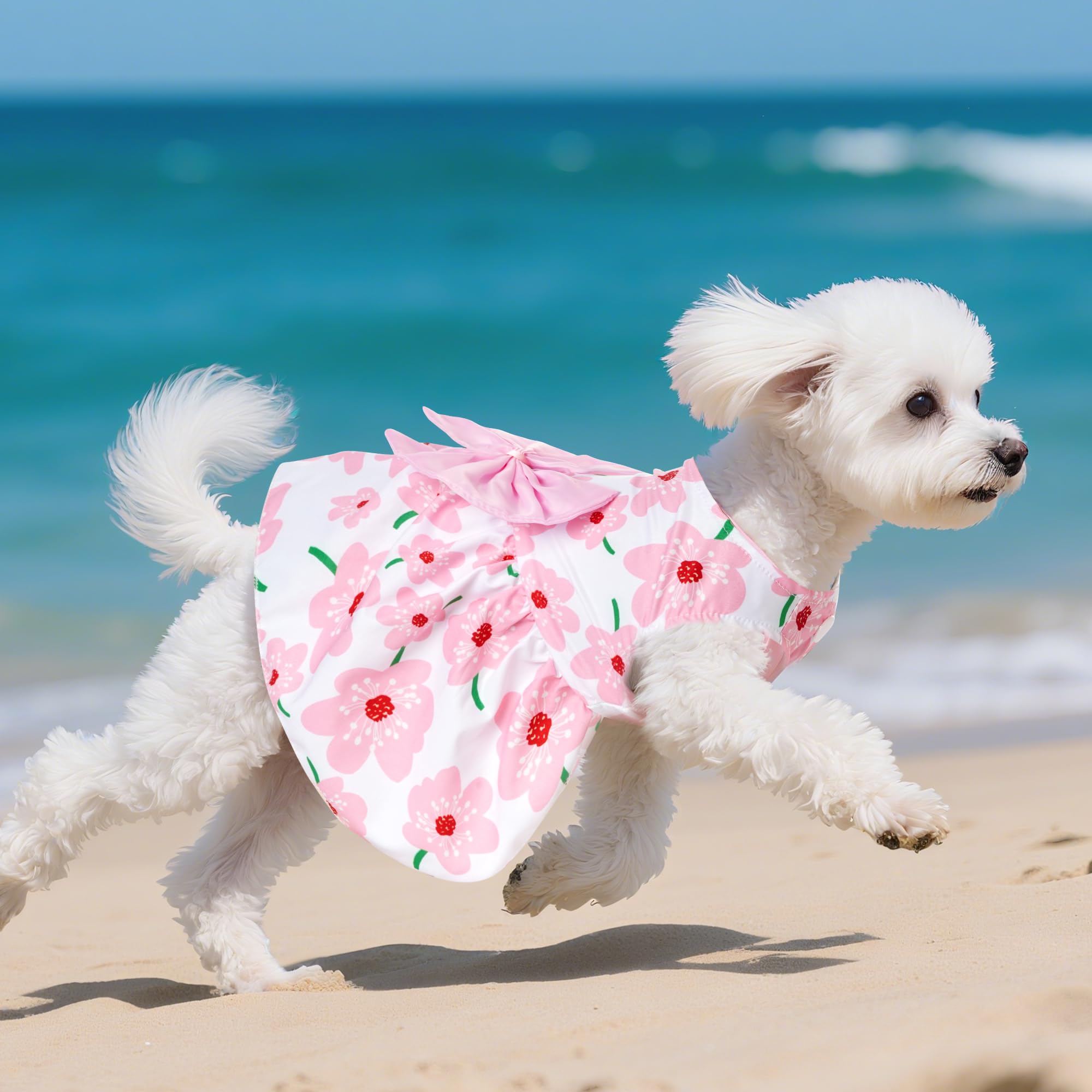 Choyaxo vestido perro floral, ajuste ligero; pensado para días cálidos.