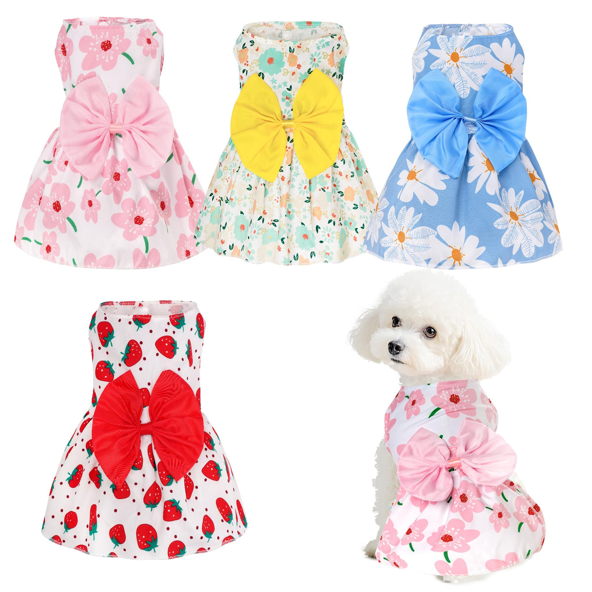 Vestido choyaxo con encaje y botones frontales, fácil de vestir para tu mascota.