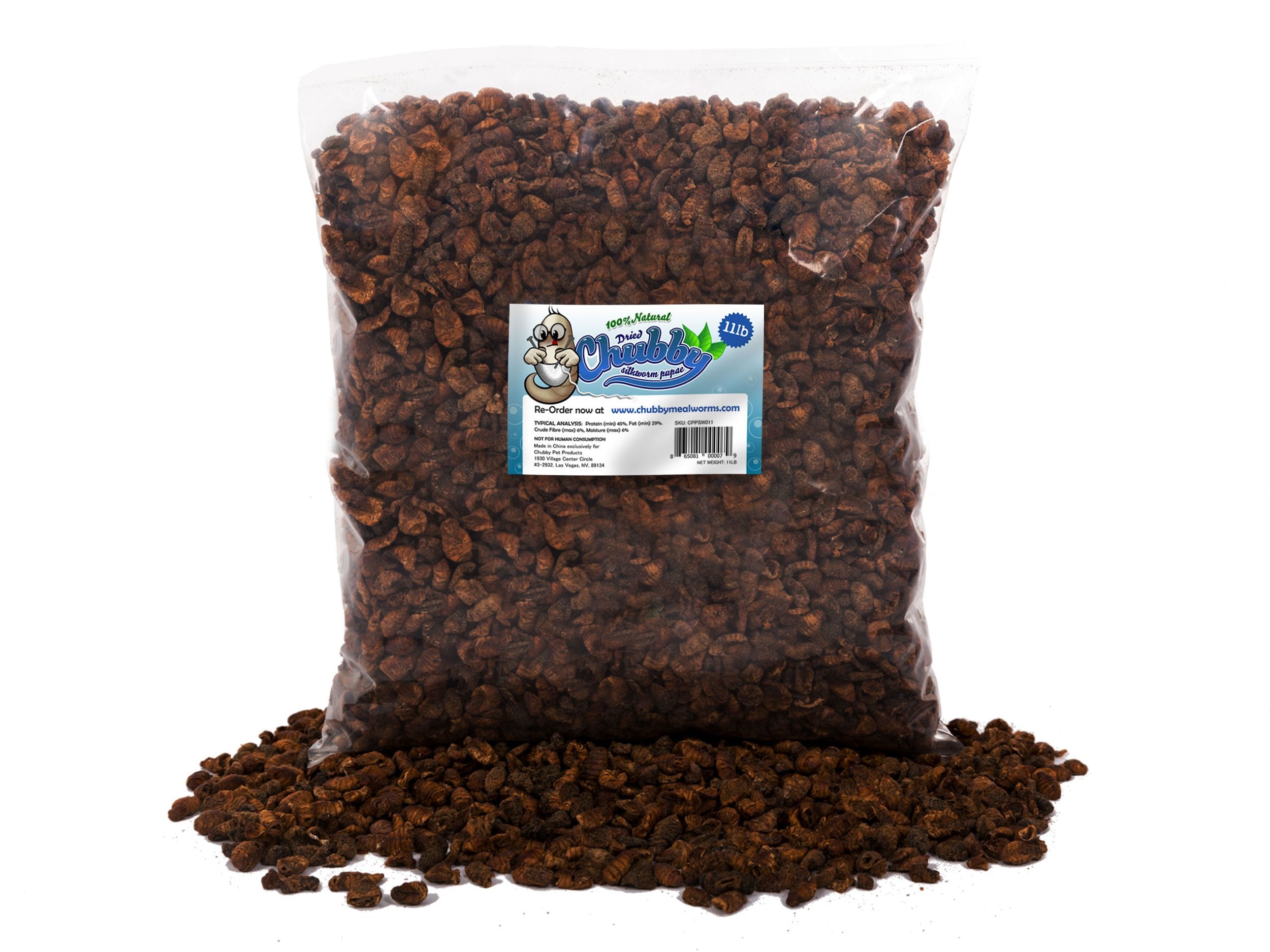 Chubby Mealworms pupas seda seca con textura humedecida para reptiles