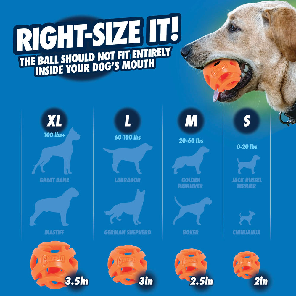 Balle Chuckit! Air Fetch tout-terrain, robuste et légère pour jeux intérieurs et extérieurs.