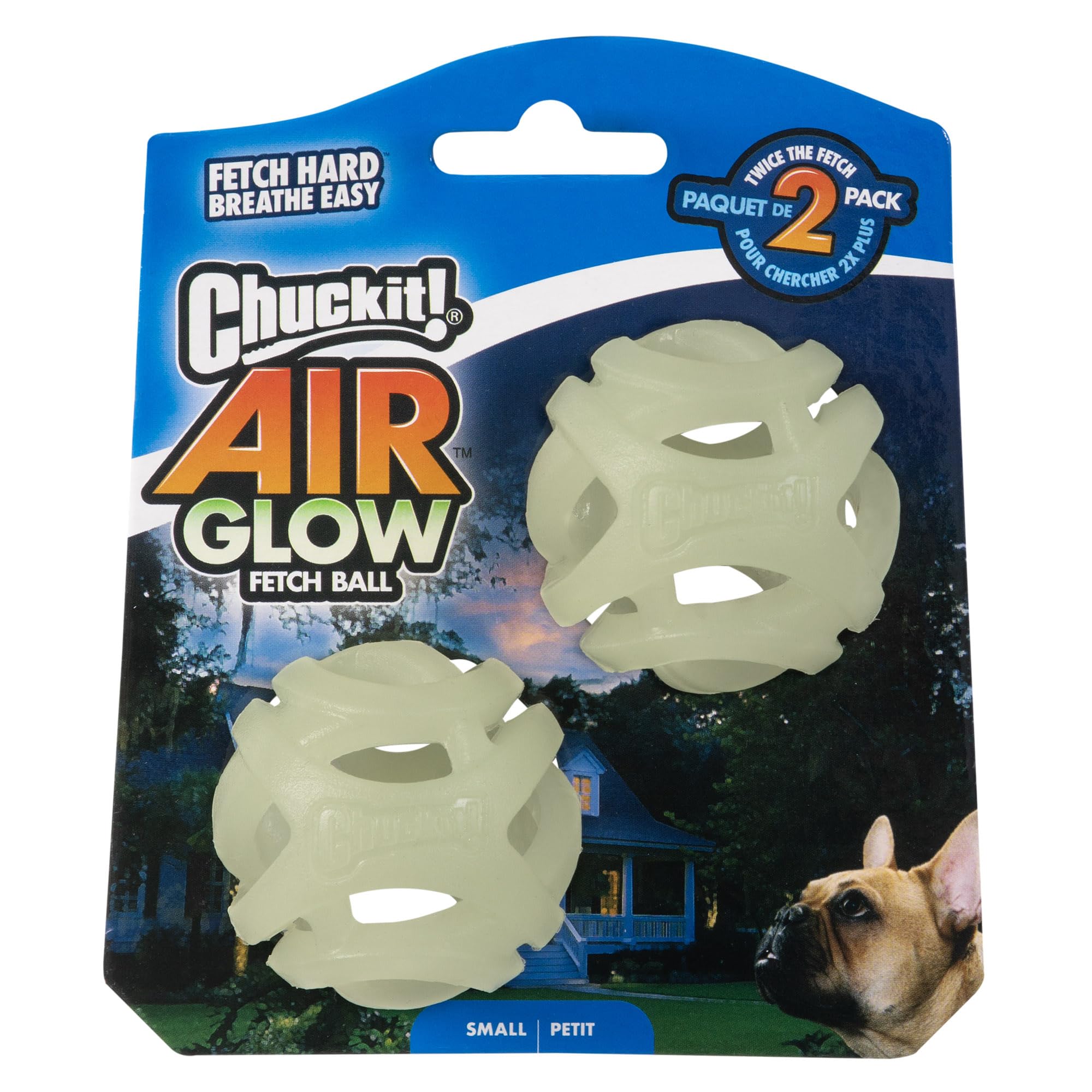 Chuckit! Air Glow bola de 2 pulgadas para perros pequeños, ideal para jugar en casa y parque.
