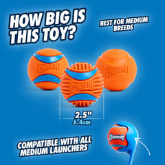 Chuckit! Rugged Ball - bola resistente con crestas para limpieza suave de dientes durante el juego