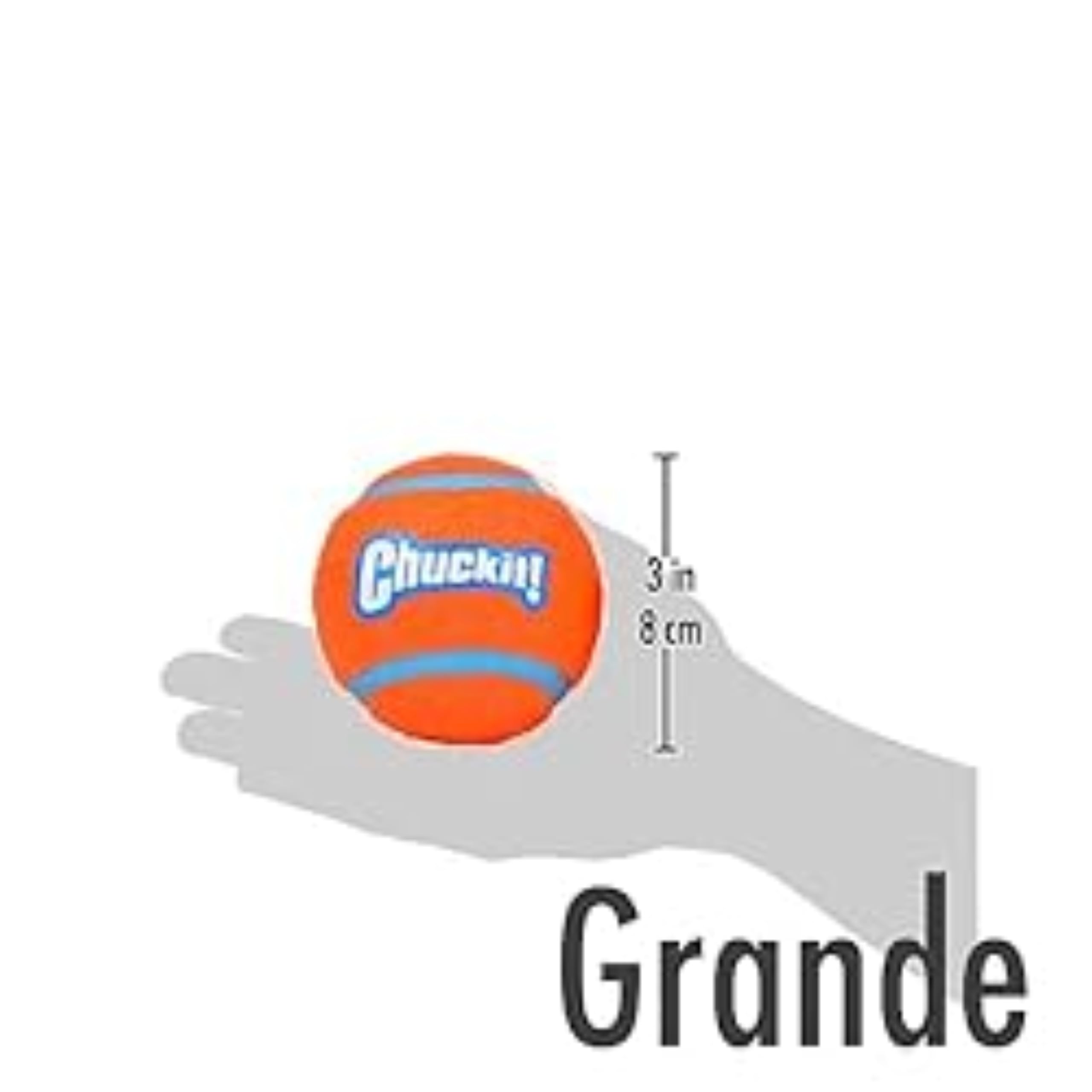 Diámetro de tres pulgadas en Chuckit!, tamaño grande para perros entre 60 y 100 libras.