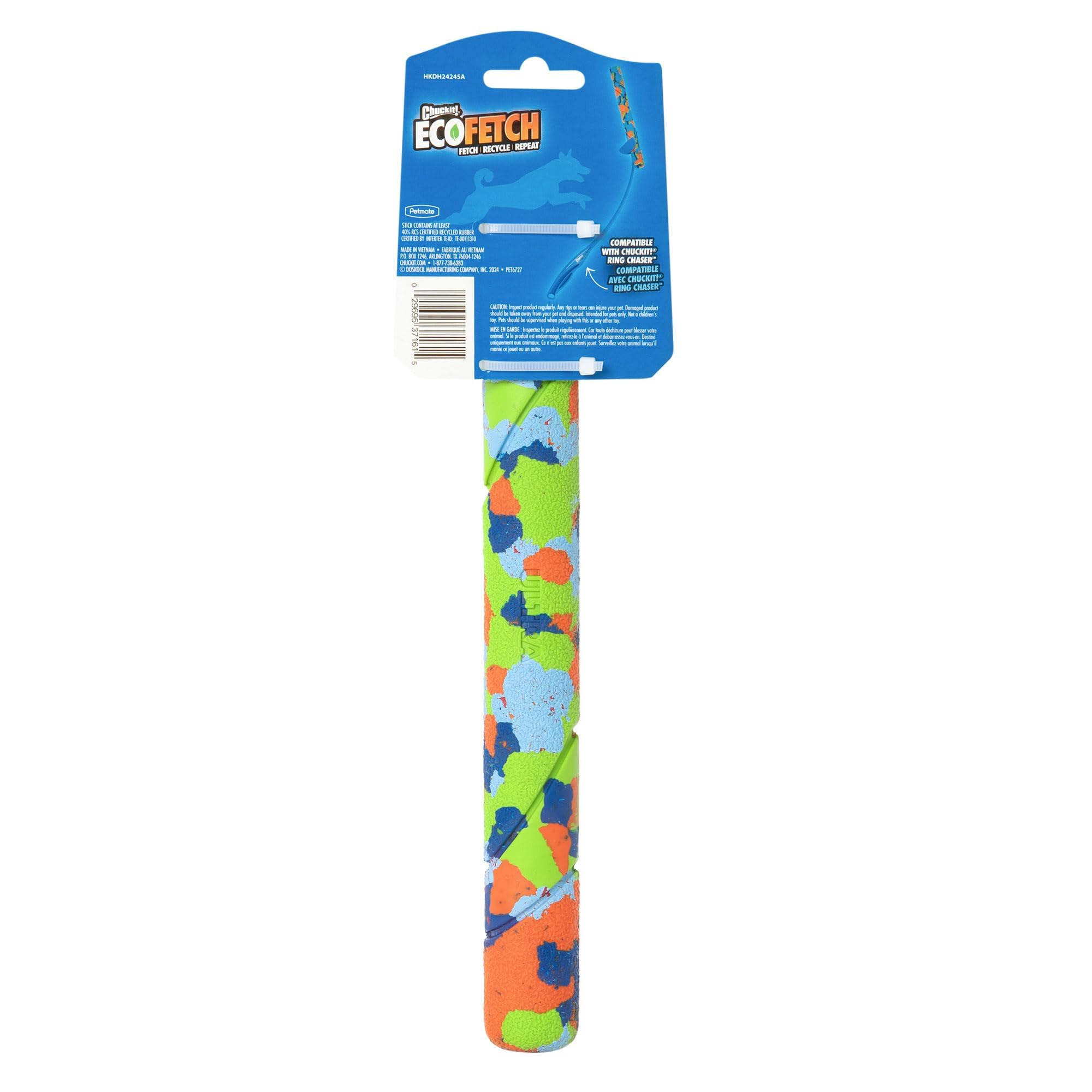 Chuckit EcoFetch Stick, diseño reciclado 40% RCS para una opción sostenible.