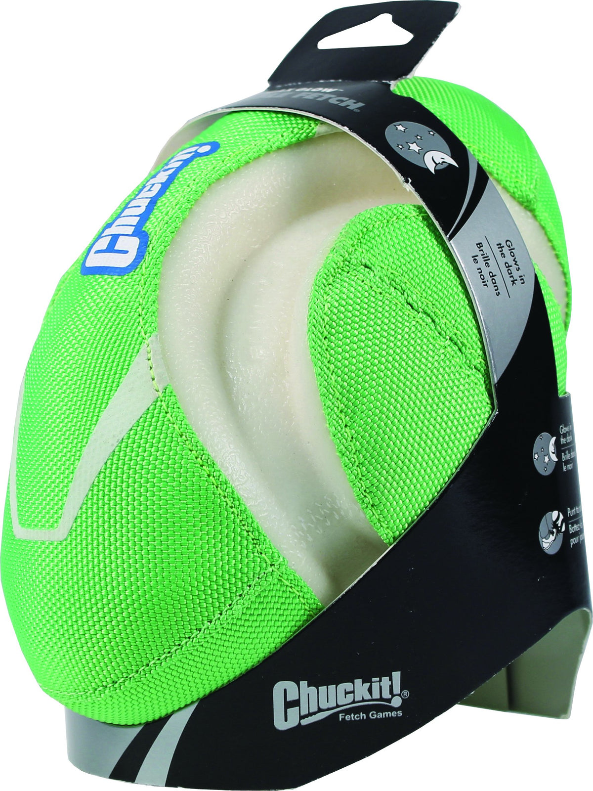 Chuckit! Max Glow Fumble Fetch: bola fácil de recoger, brilla en la oscuridad para juegos nocturnos.