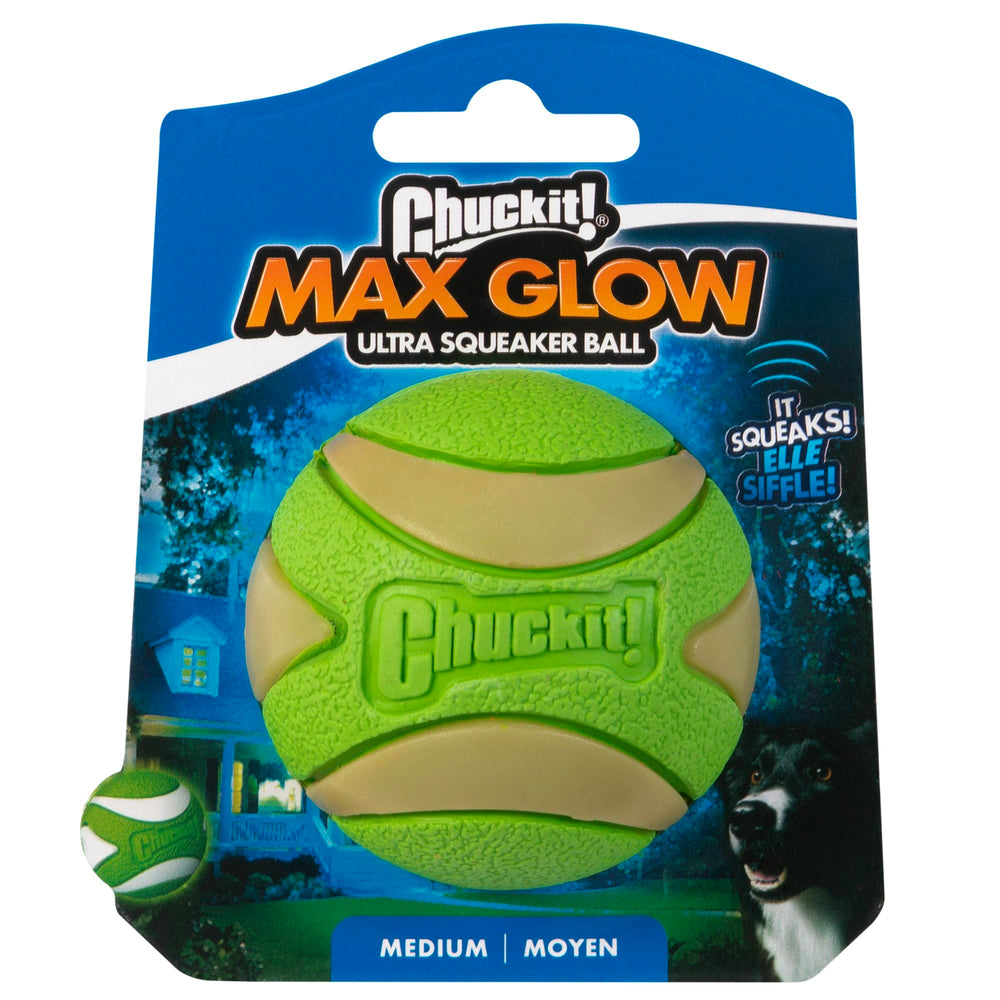 Bola Chuckit! Max Glow Ultra Maullador con rebote alto para juego dinámico.