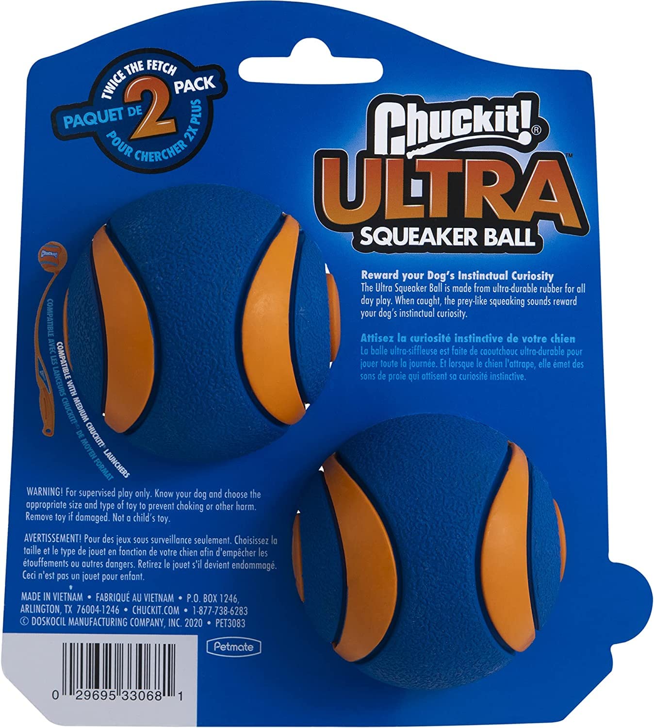 Las Chuckit Ultra Squeaker son compatibles con lanzadores medianos para mayor alcance.