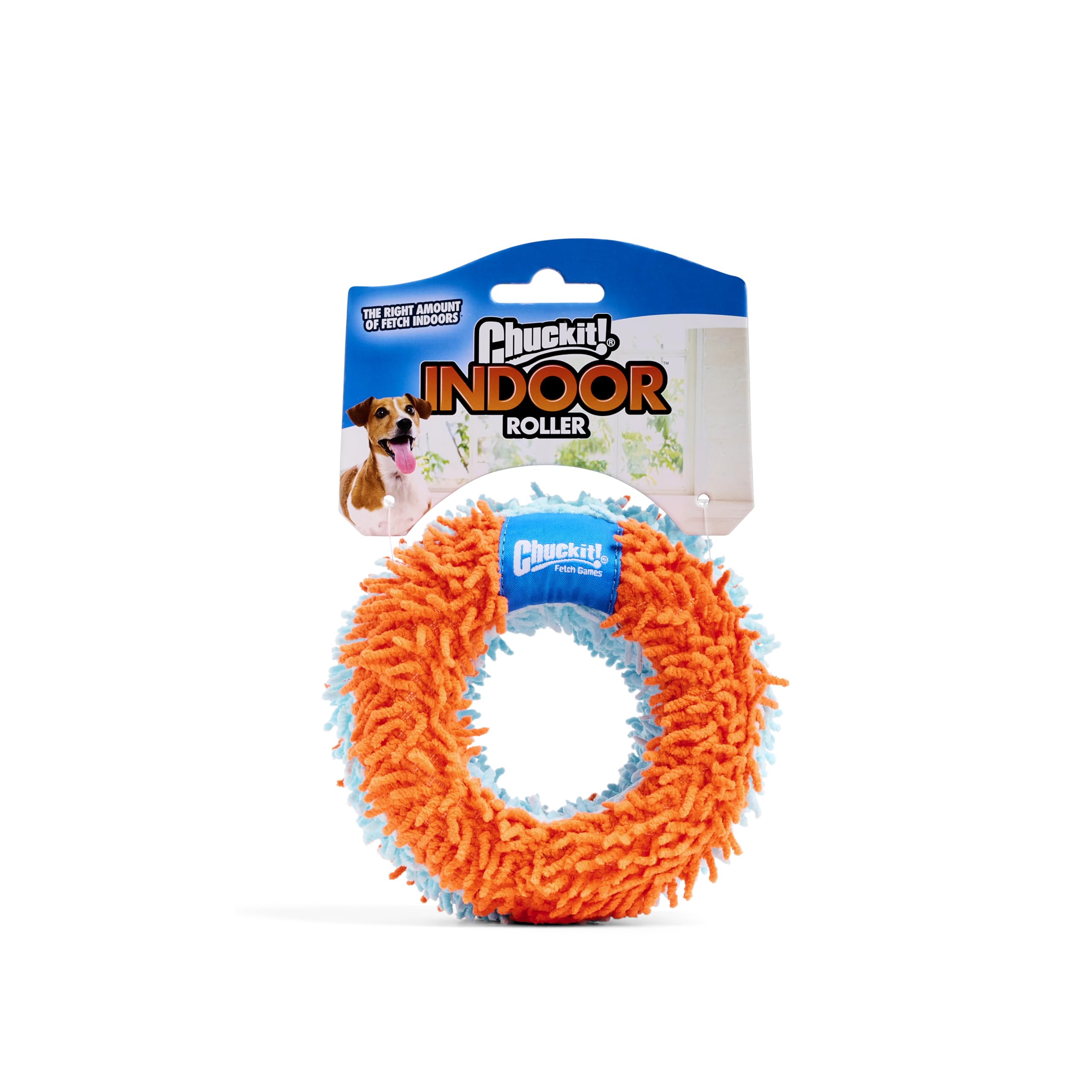 Chuckit! Rodillo de interior naranja y azul, ideal para juegos interiores con perros.