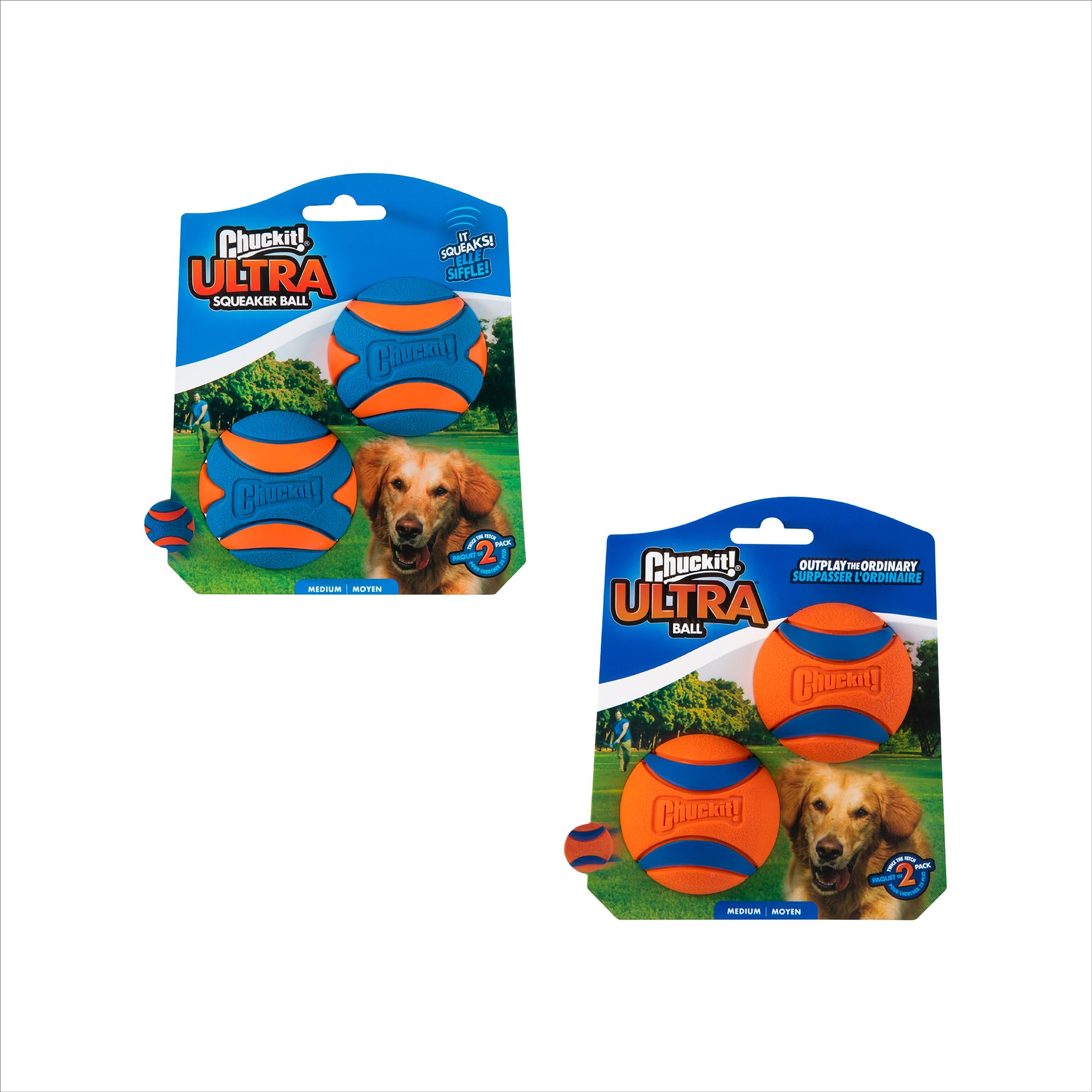 Chuckit! Ultra Ball Mediana en acción, lanzamiento medio para perros activos.