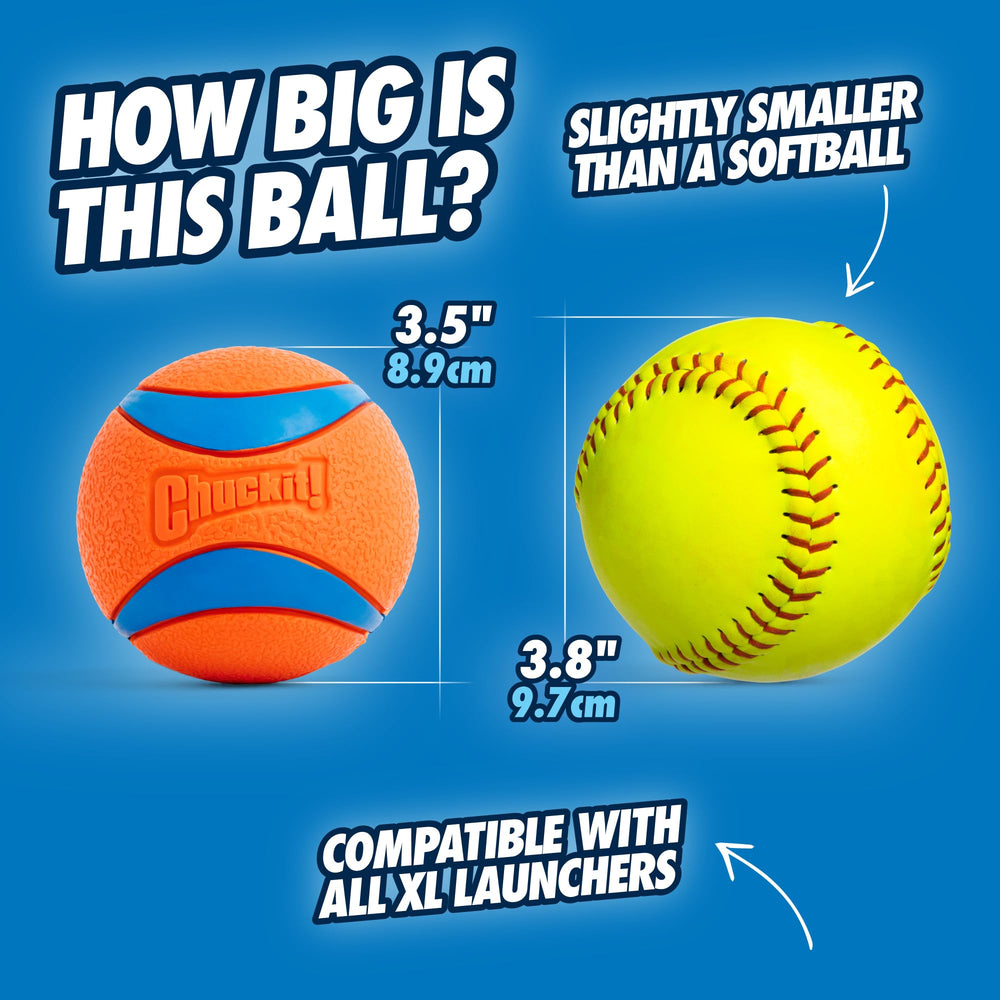 Chuckit! Ultra Ball XL, diseño duradero en caucho grueso para uso intenso.