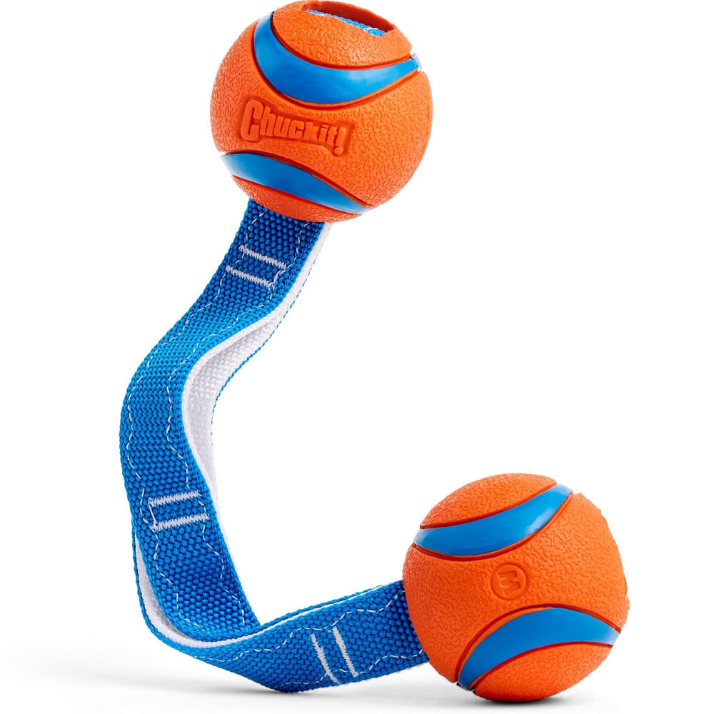 Chuckit! Ultra Duo Tug: dos bolas en cuerda para juego de búsqueda al aire libre