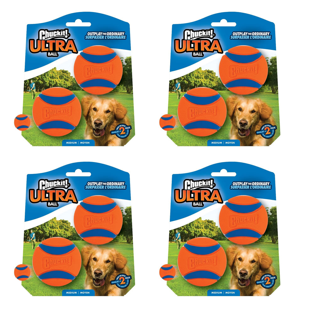 Chuckit! Pelota Ultra en naranja y azul para mayor visibilidad durante la búsqueda.