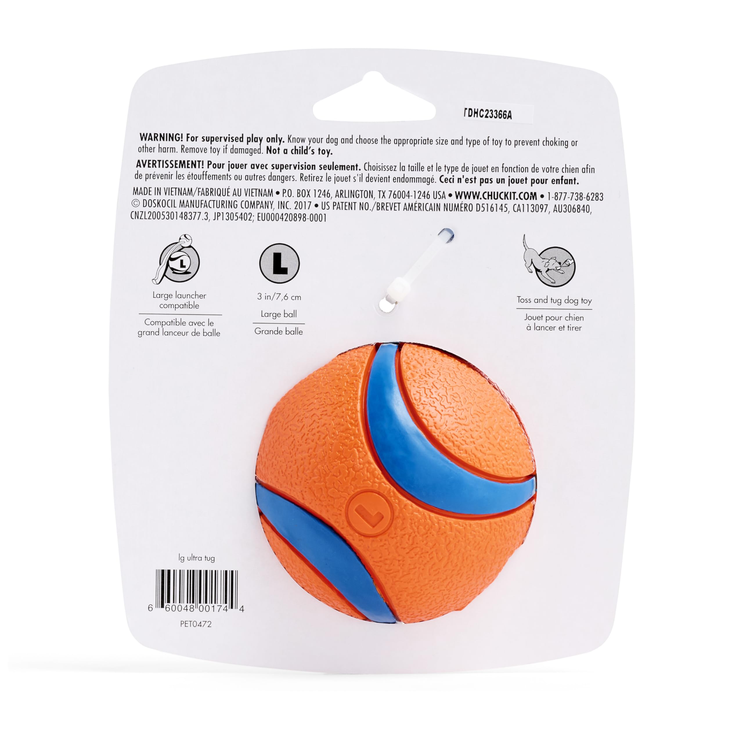 Chuckit Ultra Tug compatible con lanzadores de bolas grandes.