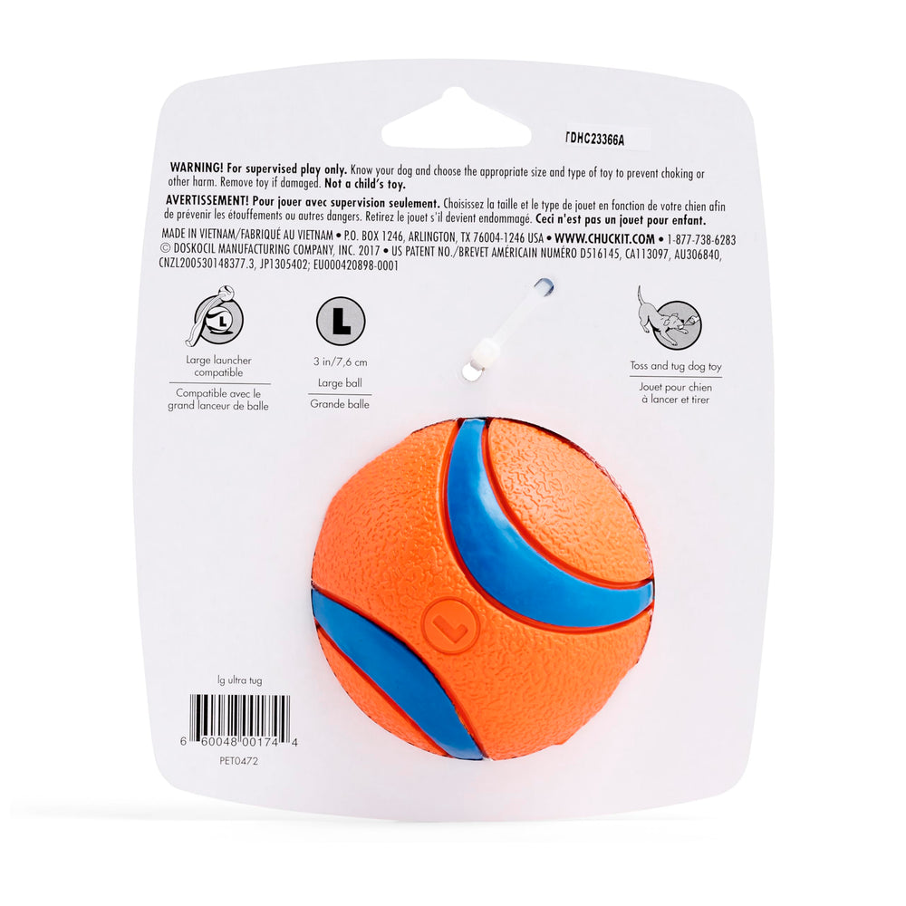 Chuckit Ultra Tug compatible con lanzadores de bolas grandes.