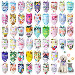 Chunful: pack de 50 bandanas para perros en primavera, paquete completo para cambios de estilo diarios