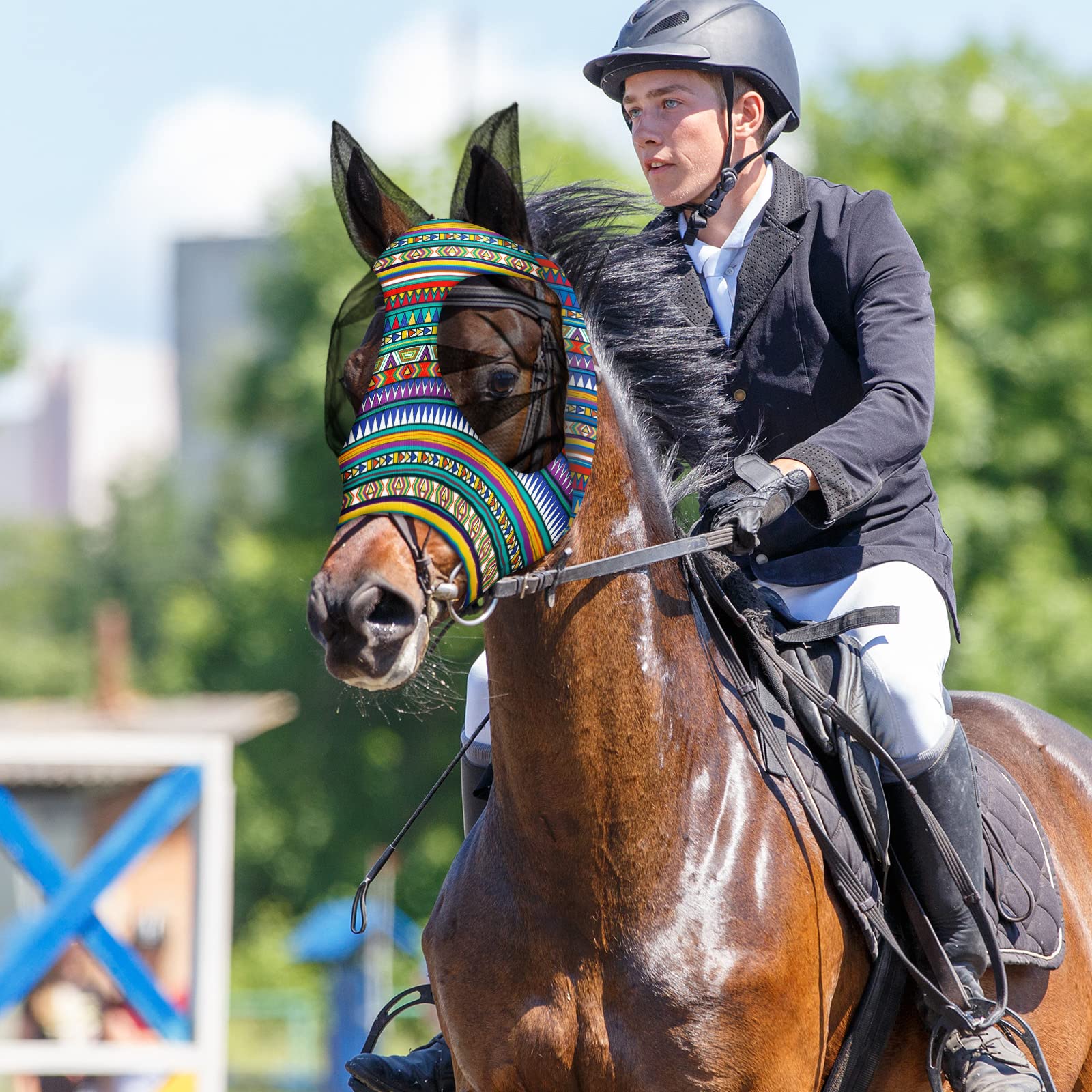 Chunful máscara para caballo con orejas, buena visibilidad y protección.
