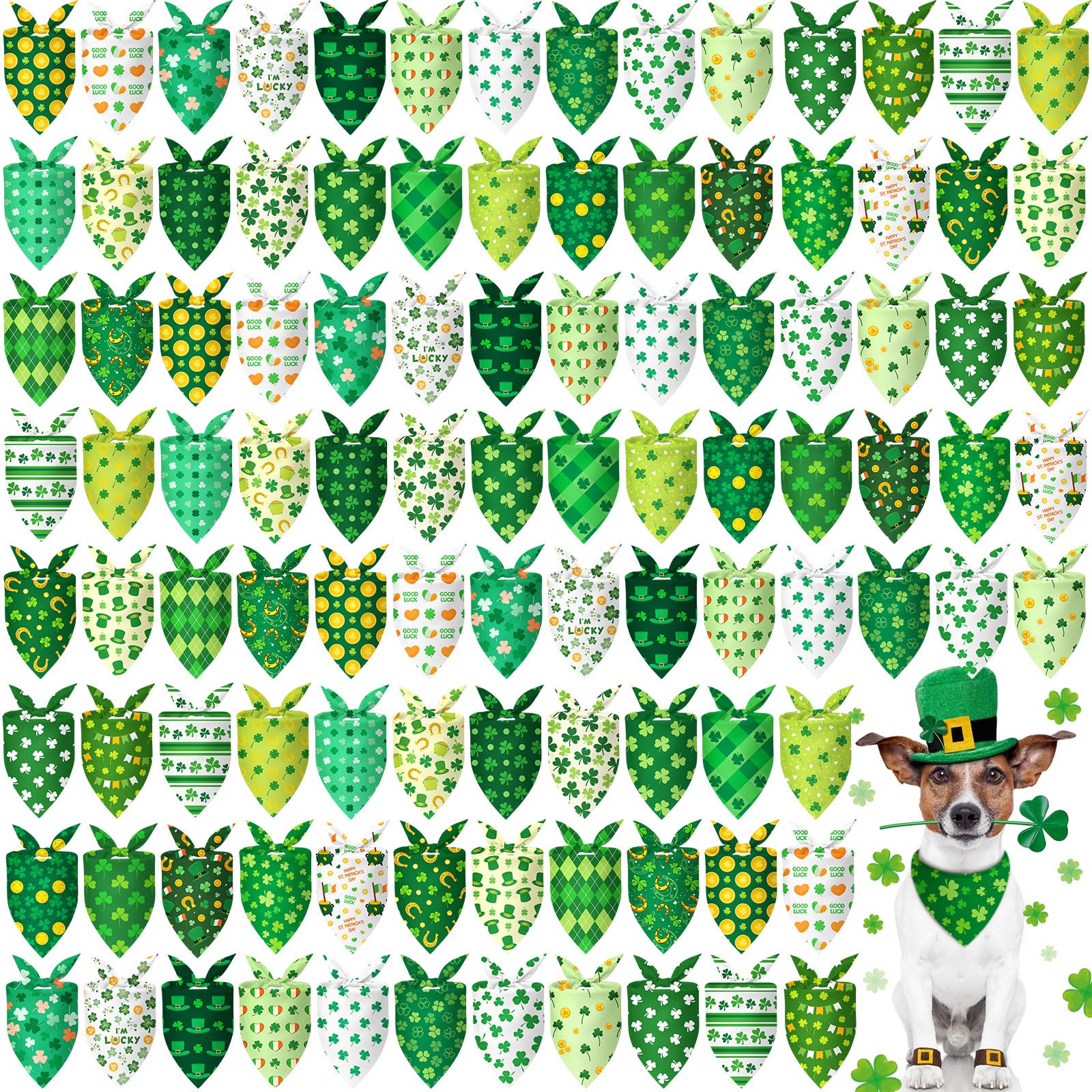 Bandana Chunful para perro con tréboles, ideal para Día de San Patricio